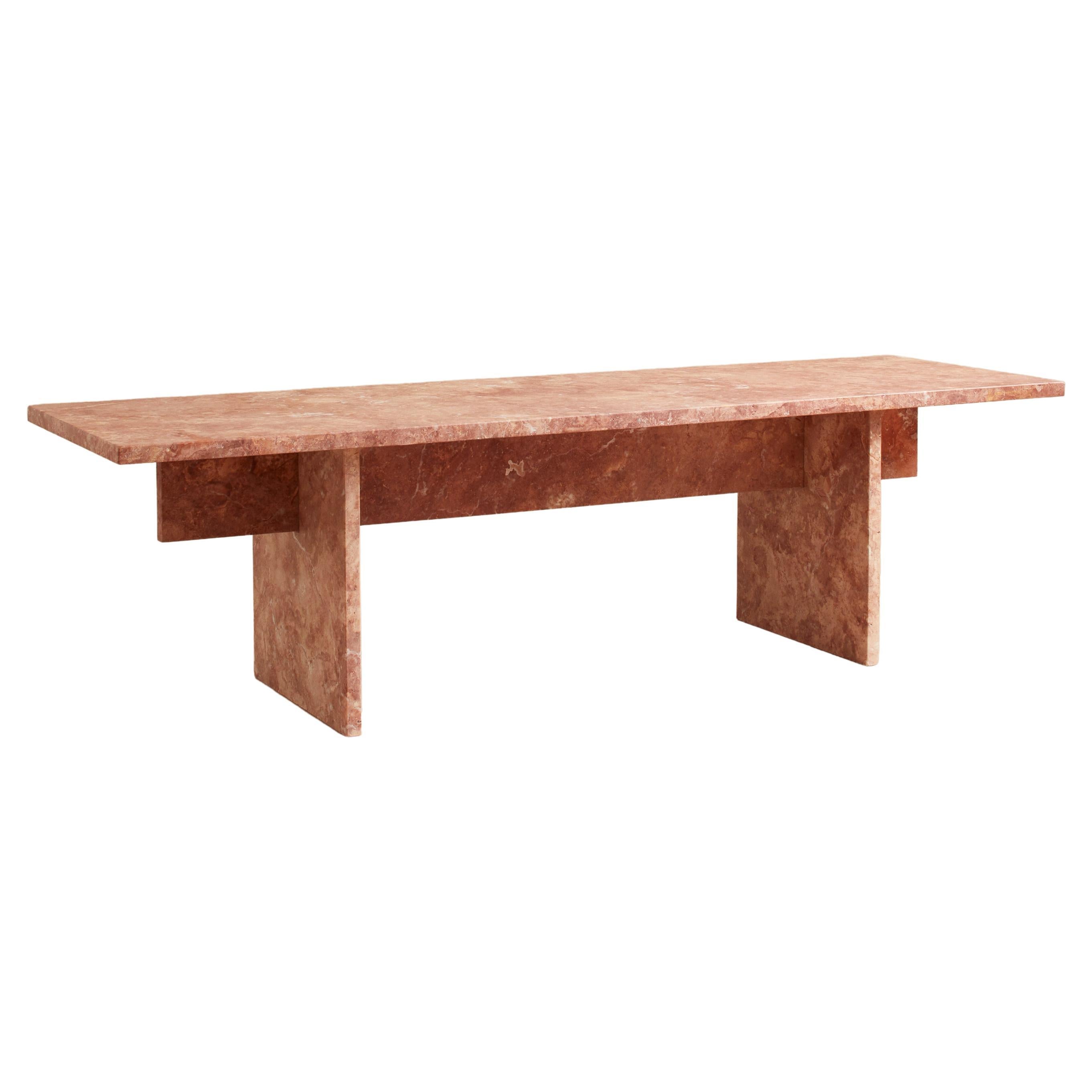 Vondel Coffee Table Handcrafted in Honed Red Travertine