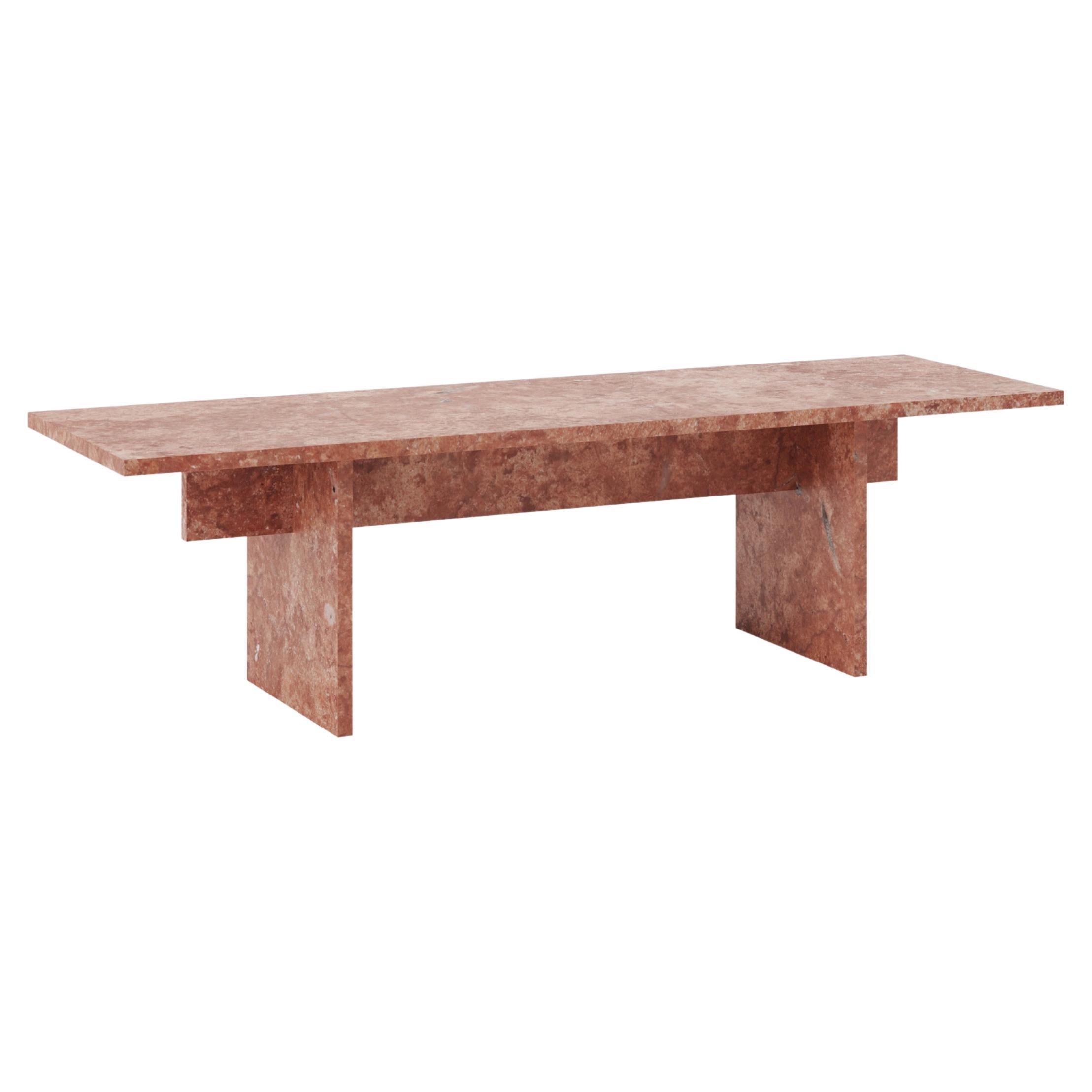 Table basse/table d'appoint Vondel fabriquée à la main en travertin rouge adouci