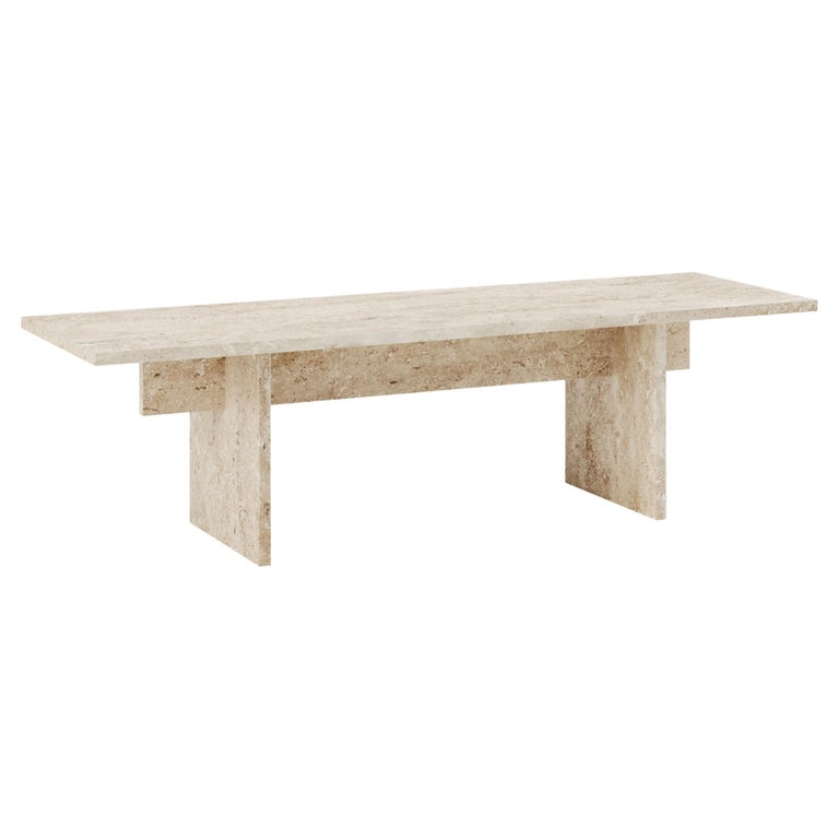 Vondel Coffee Table/Bench Handcrafted in Travertine For Sale