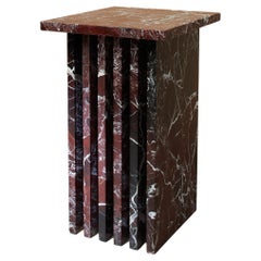 Vondel Side Table Handcrafted in Polished Rosso Levanto Marble