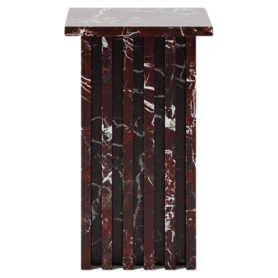 Vondel Side Table Handcrafted in Polished Rosso Levanto Marble For Sale