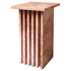 Vondel Side Table Handcrafted in Red Honed Travertine
