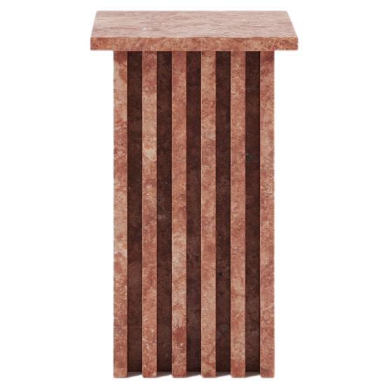 Vondel Side Table Handcrafted in Red Honed Travertine