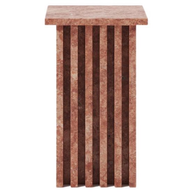Vondel Side Table Handcrafted in Red Honed Travertine For Sale