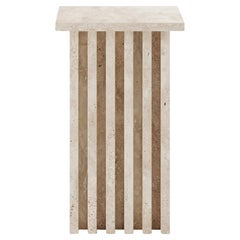 Vondel Beistelltisch, handgefertigt aus Travertin