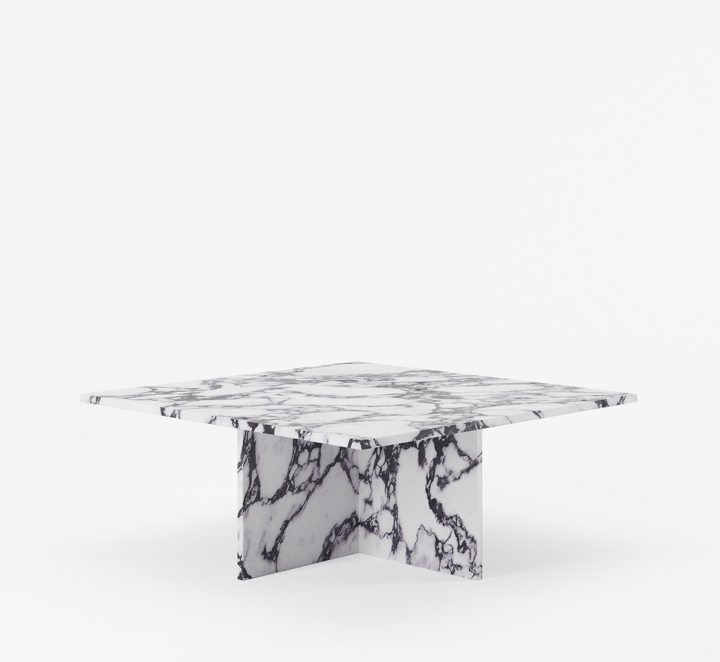 Minimalist Vondel Square Table Handcrafted in Calacatta Viola