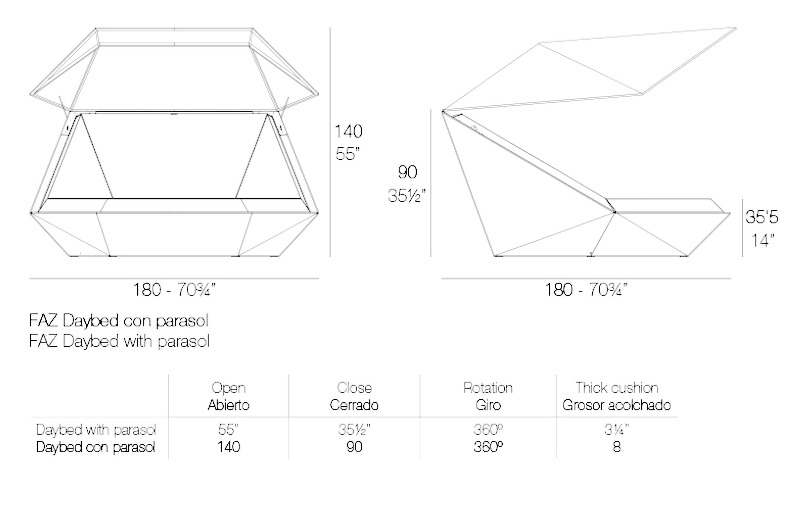 Vondom FAZ Daybed avec baldaquin pivotant à 360° by Ramón Esteve - Laqué en vente 2