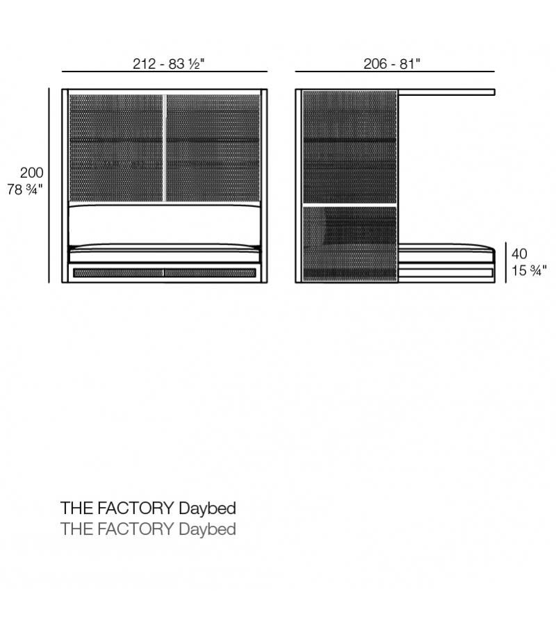 Das Factory Daybed zeichnet sich durch ein Aluminiumprofil und gepolsterte Kissen mit Stoffbezügen aus. Bitte beachten Sie, dass Kissen in diesem Preis nicht enthalten sind. 

Struktur: Pulverbeschichtetes Aluminium Crema 
Polstermöbel: Glad Wüste 