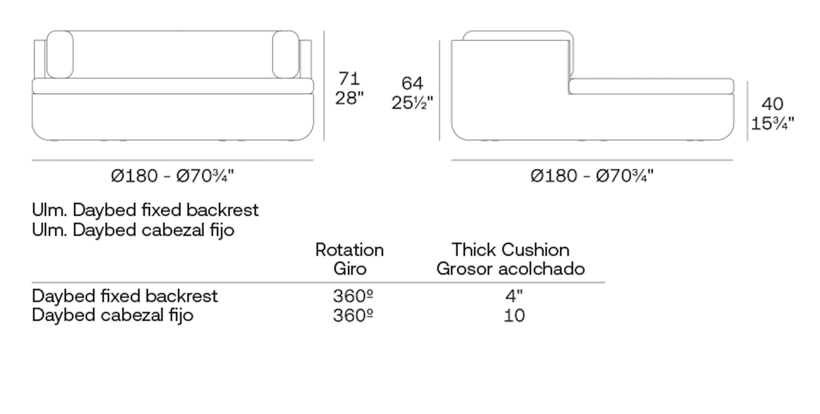 Vondom ULM Daybed Fixed Backrest – Ø180 cm / 70.9 in Diameter - Matt In New Condition For Sale In Alcamo, IT