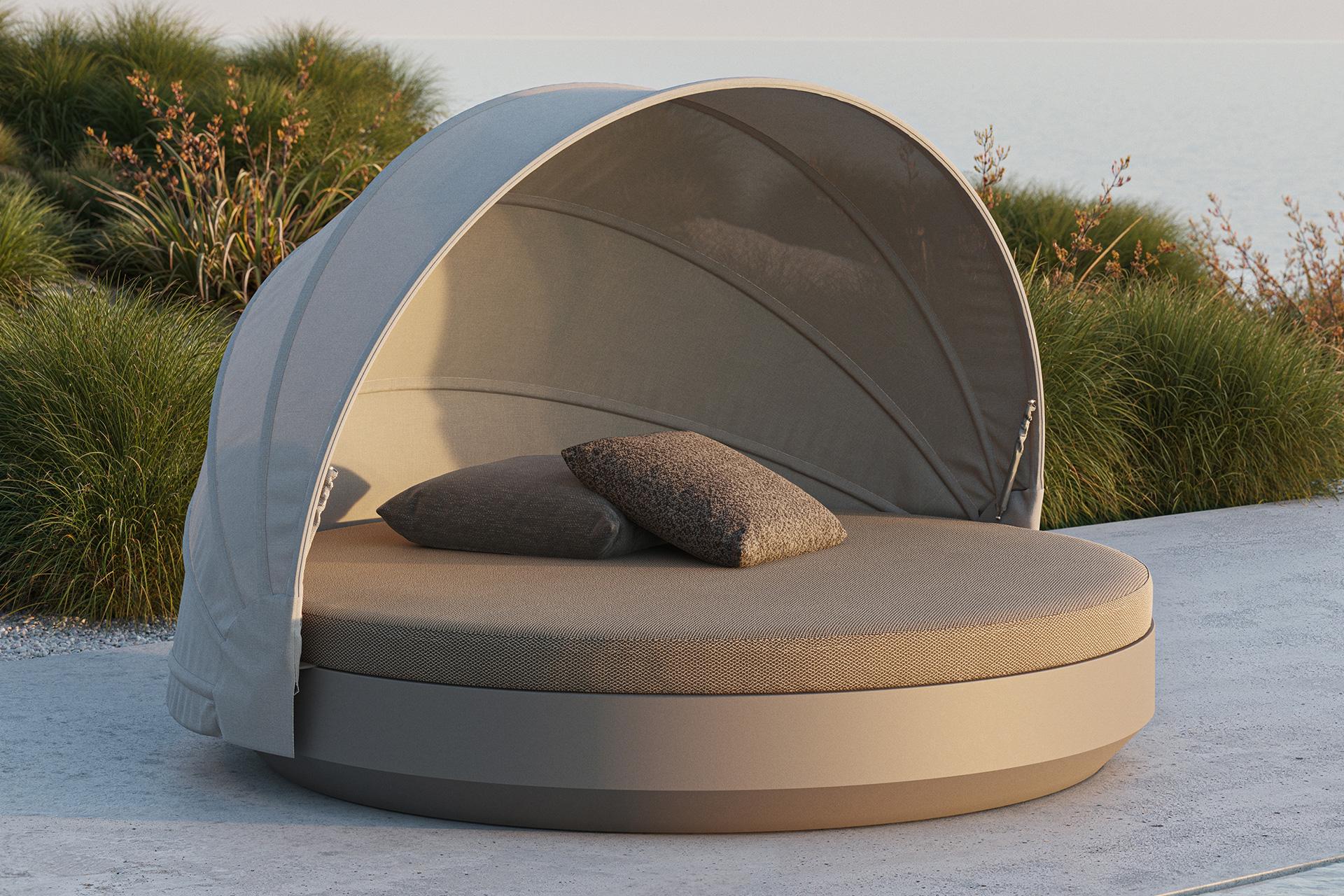 Product: Daybed / Lounge Furniture
Model/Brand: Vondom ULM Daybed Reclining Backrest with Folding Canopy
Designer: Ramón Esteve
Product Type: Outdoor & Indoor Lounge Daybed

Description:
Part of Vondom’s Ulm collection designed by Ramón Esteve, the
