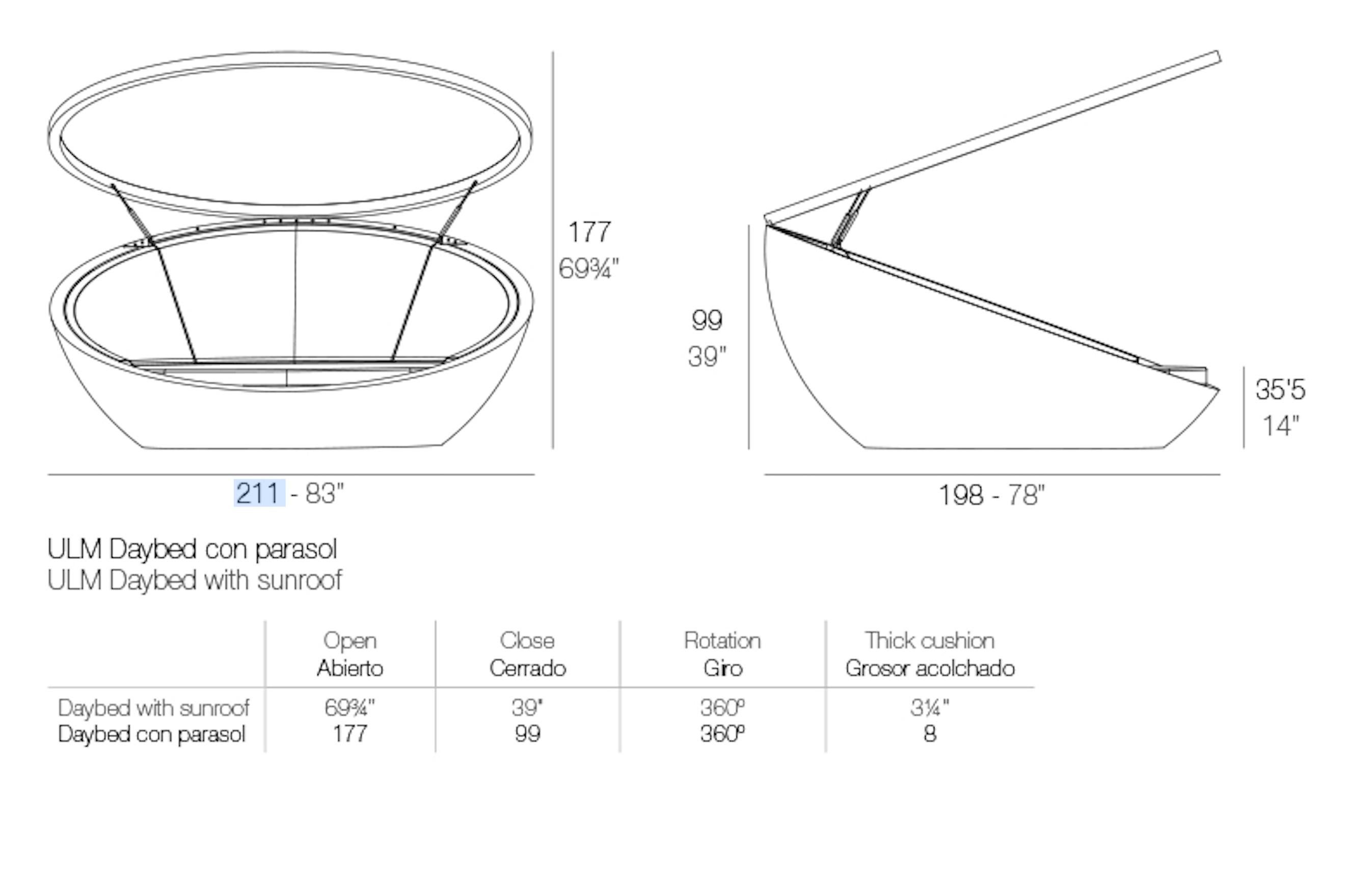 Vondom ULM Daybed mit faltbarem Baldachin - Ø210cm/ Ø82.7in - Lackiert im Angebot 1