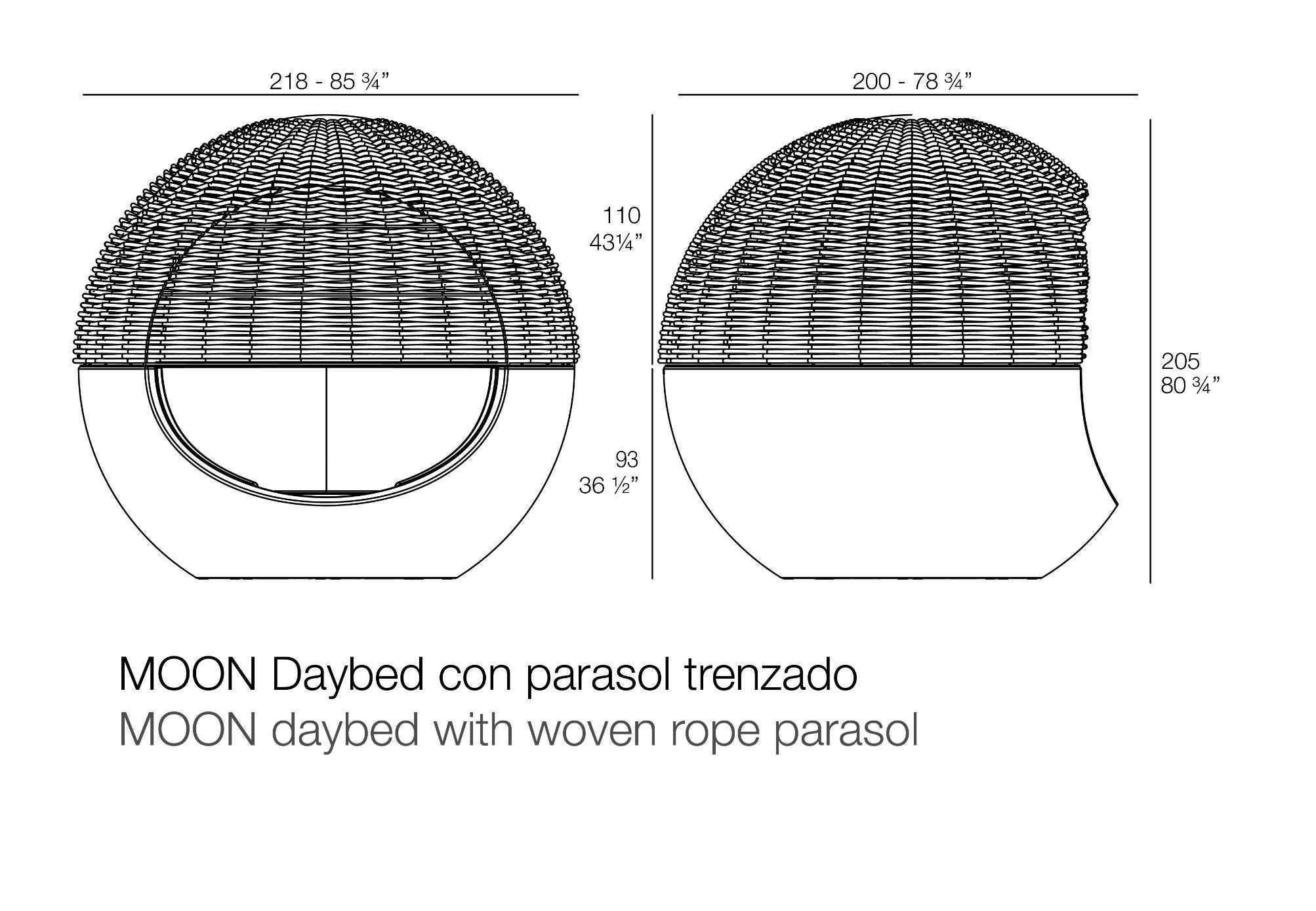 Vondom ULM Moon Daybed con parasole in corda intrecciata - L218 / L85.8 in - Laccato in vendita 6