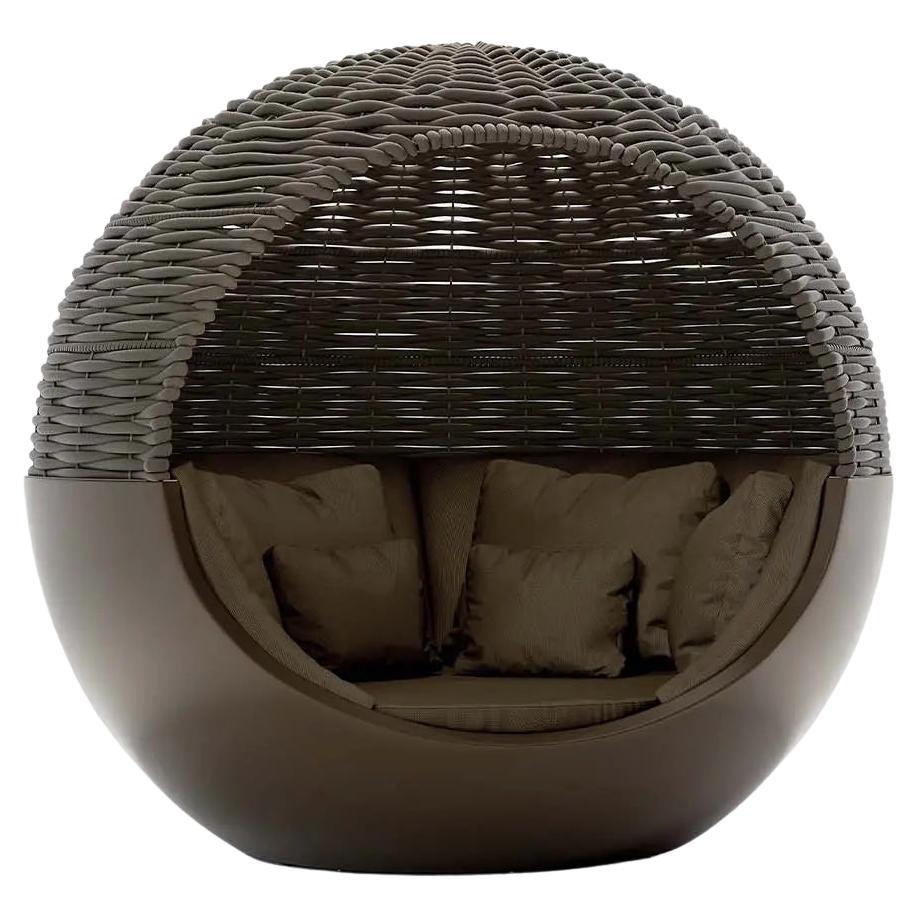 Vondom ULM Moon Daybed con parasole in corda intrecciata - L218 / L85.8 in - Laccato in vendita