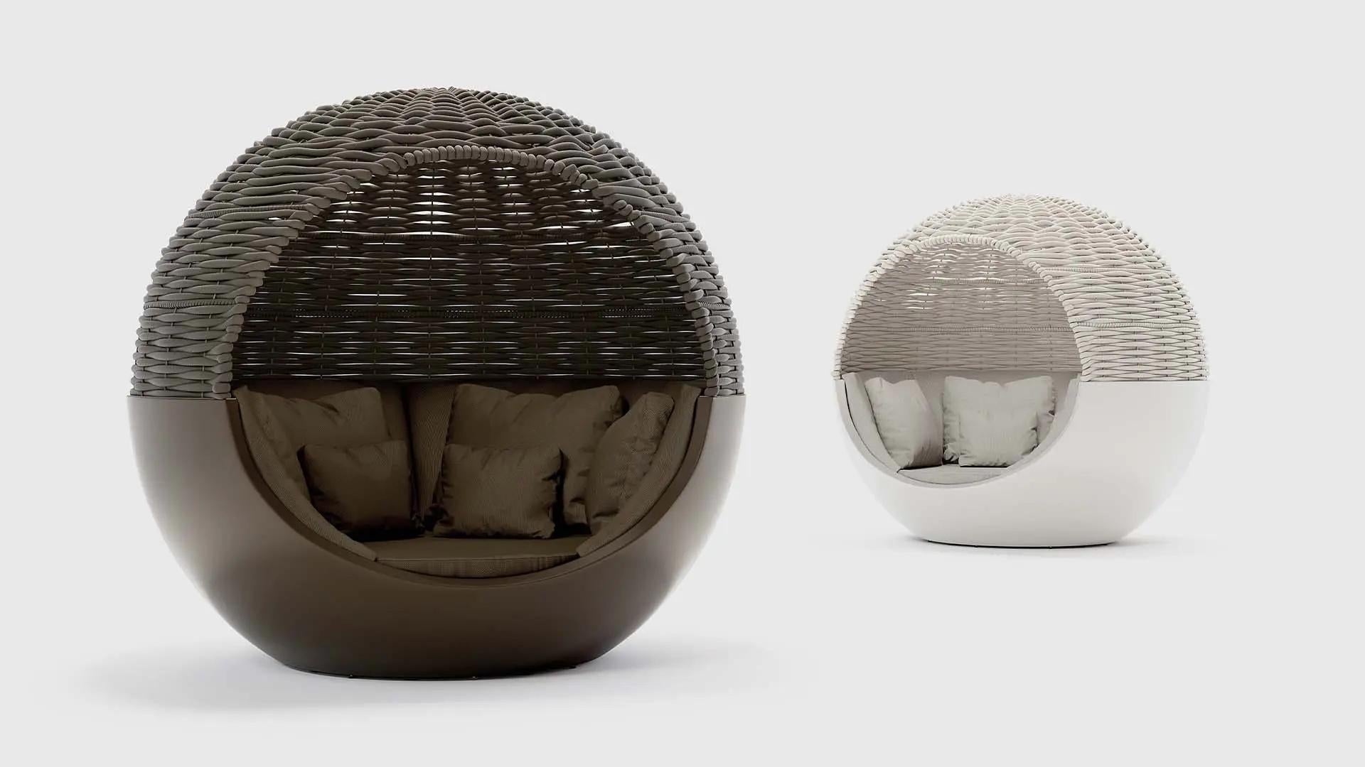 Spagnolo Vondom ULM Moon Daybed con parasole in corda intrecciata - L218 / L85.8 in - Opaco in vendita