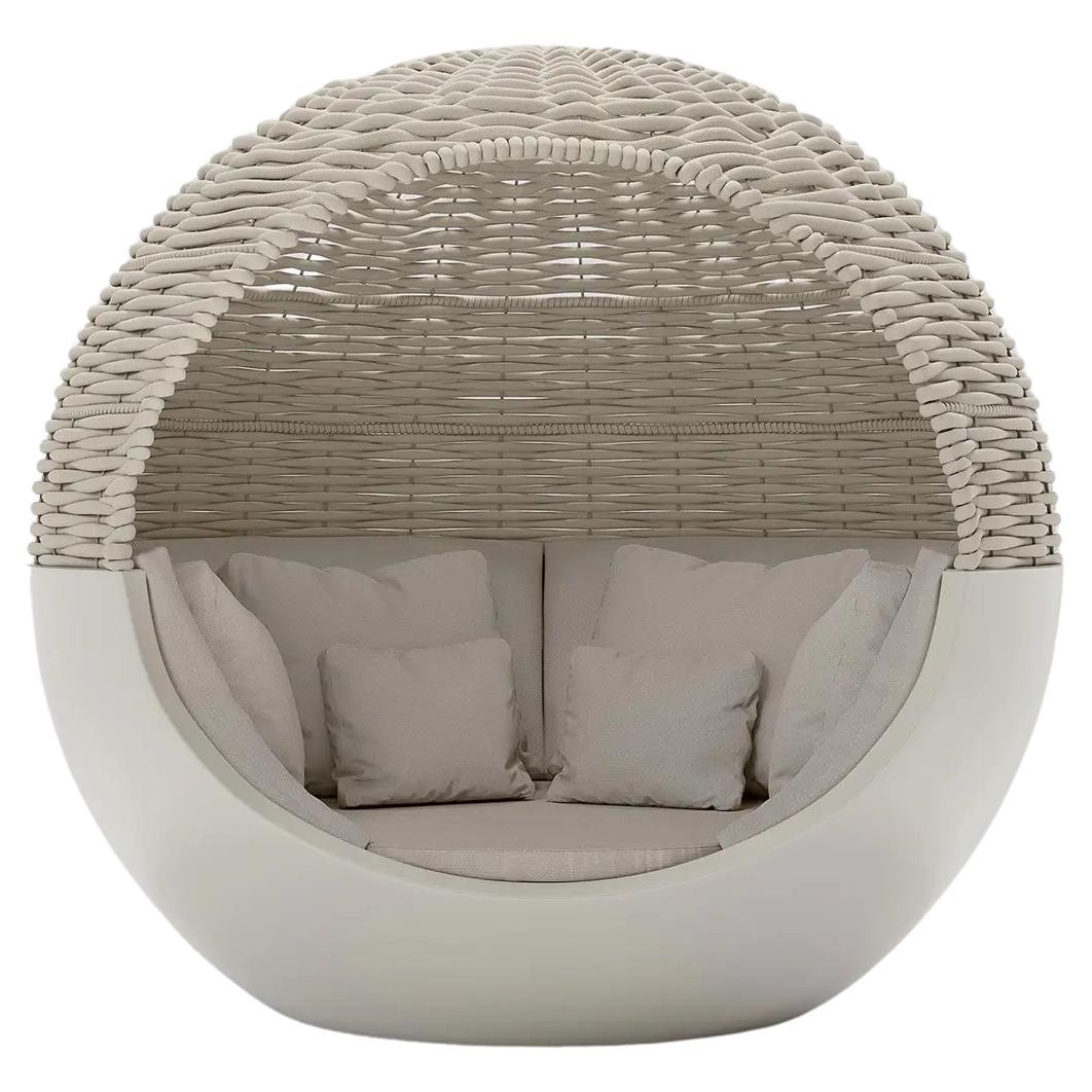 Vondom ULM Moon Daybed con parasole in corda intrecciata - L218 / L85.8 in - Opaco