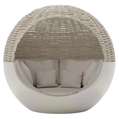 Vondom ULM Moon Daybed con parasole in corda intrecciata - L218 / L85.8 in - Opaco