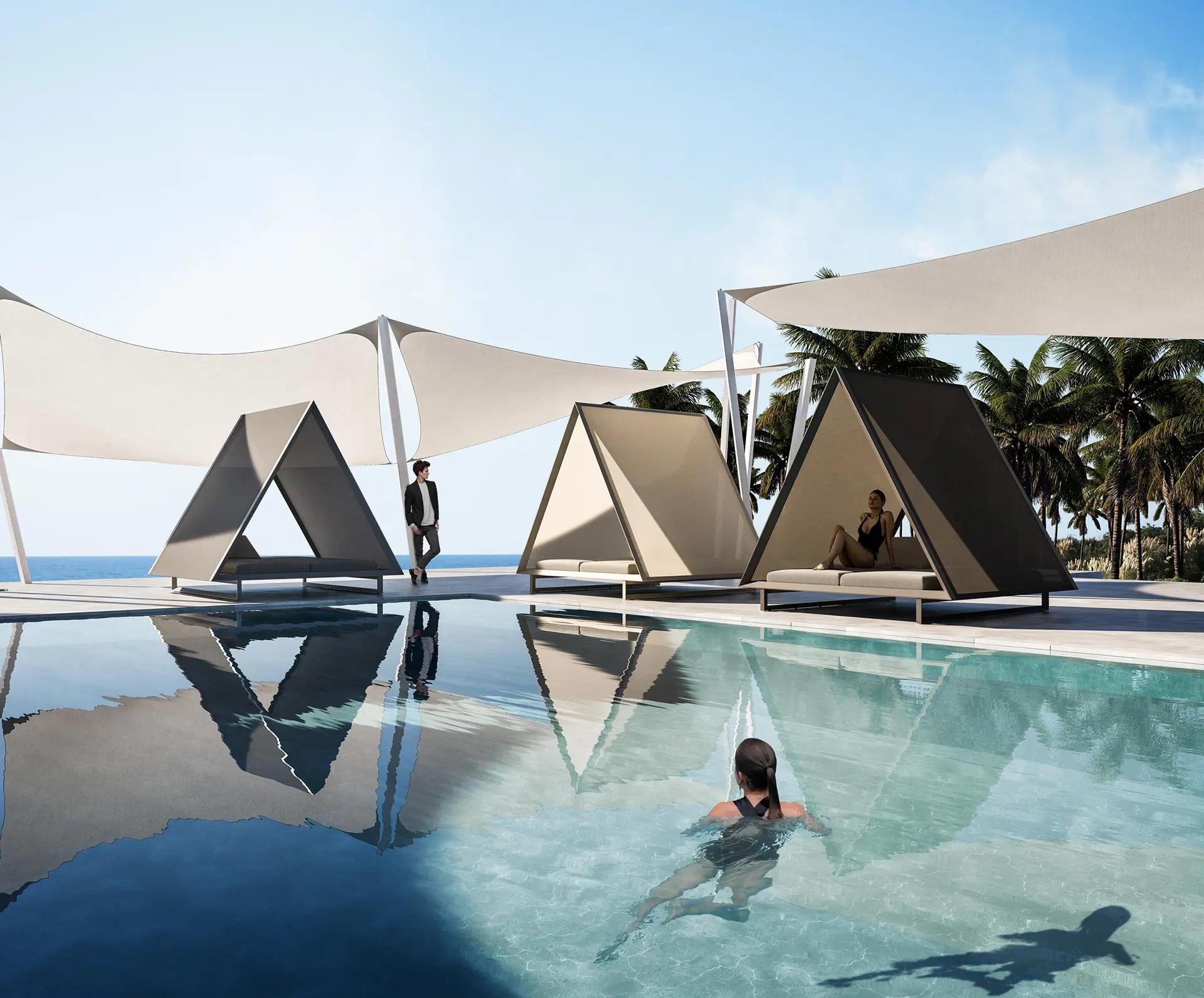 Lettino Vondom VINEYARD con tetto in tessuto - Design di Ramón Esteve In condizioni Nuovo in vendita a Alcamo, IT