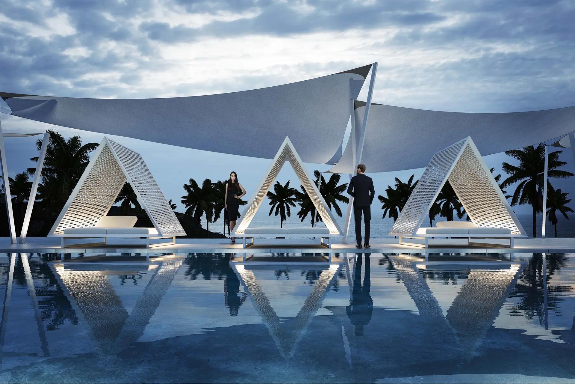 XXI secolo e contemporaneo Letto da giorno Vondom VINEYARD con tetto in corda intrecciata - Design di Ramón Esteve in vendita