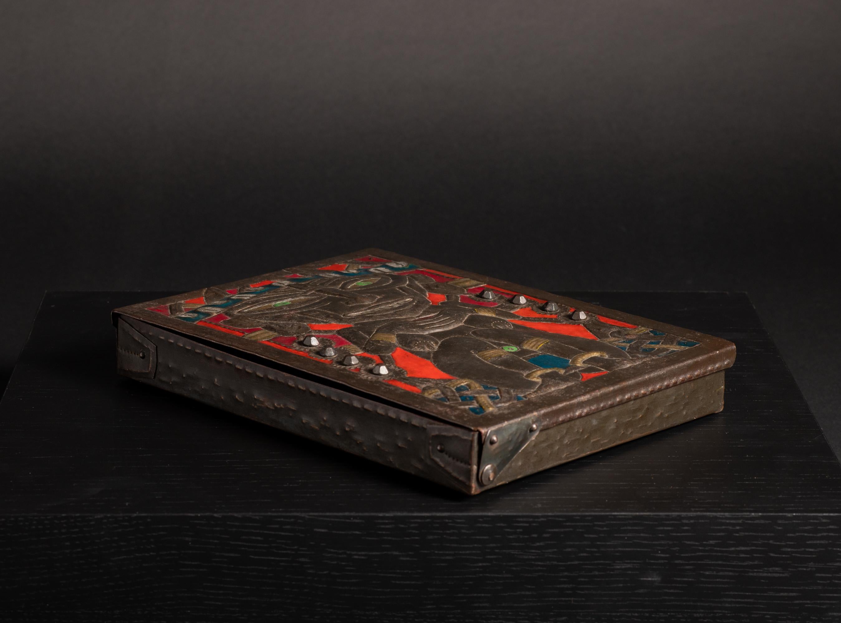 Art Nouveau Repousse Voodoo Priest Box by Alfred Daguet In Good Condition In Chicago, US