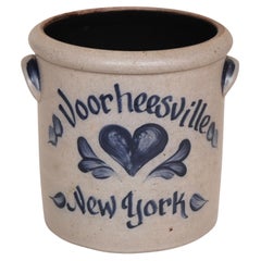 Voorheesville New York Earthenware Crock