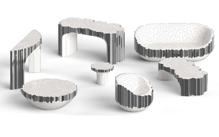 Voronoi Console Table by Michael Young Polished Stainless Steel and ...