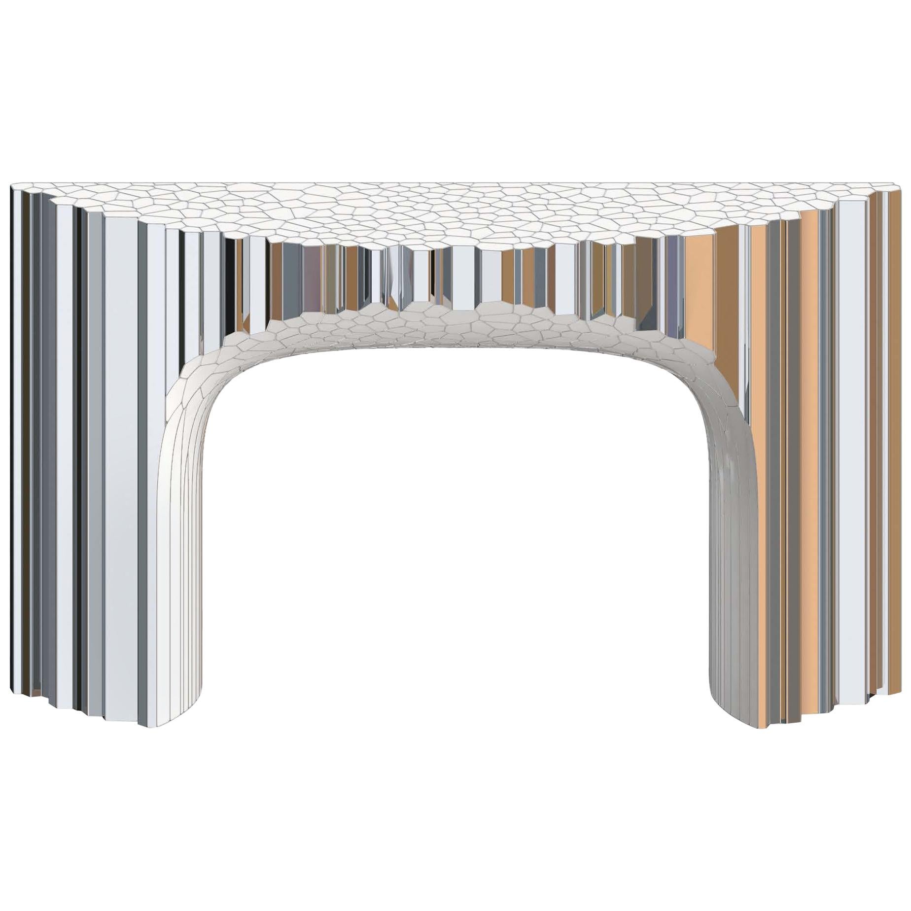 Voronoi Console Table by Michael Young Polished Stainless Steel and Enamel