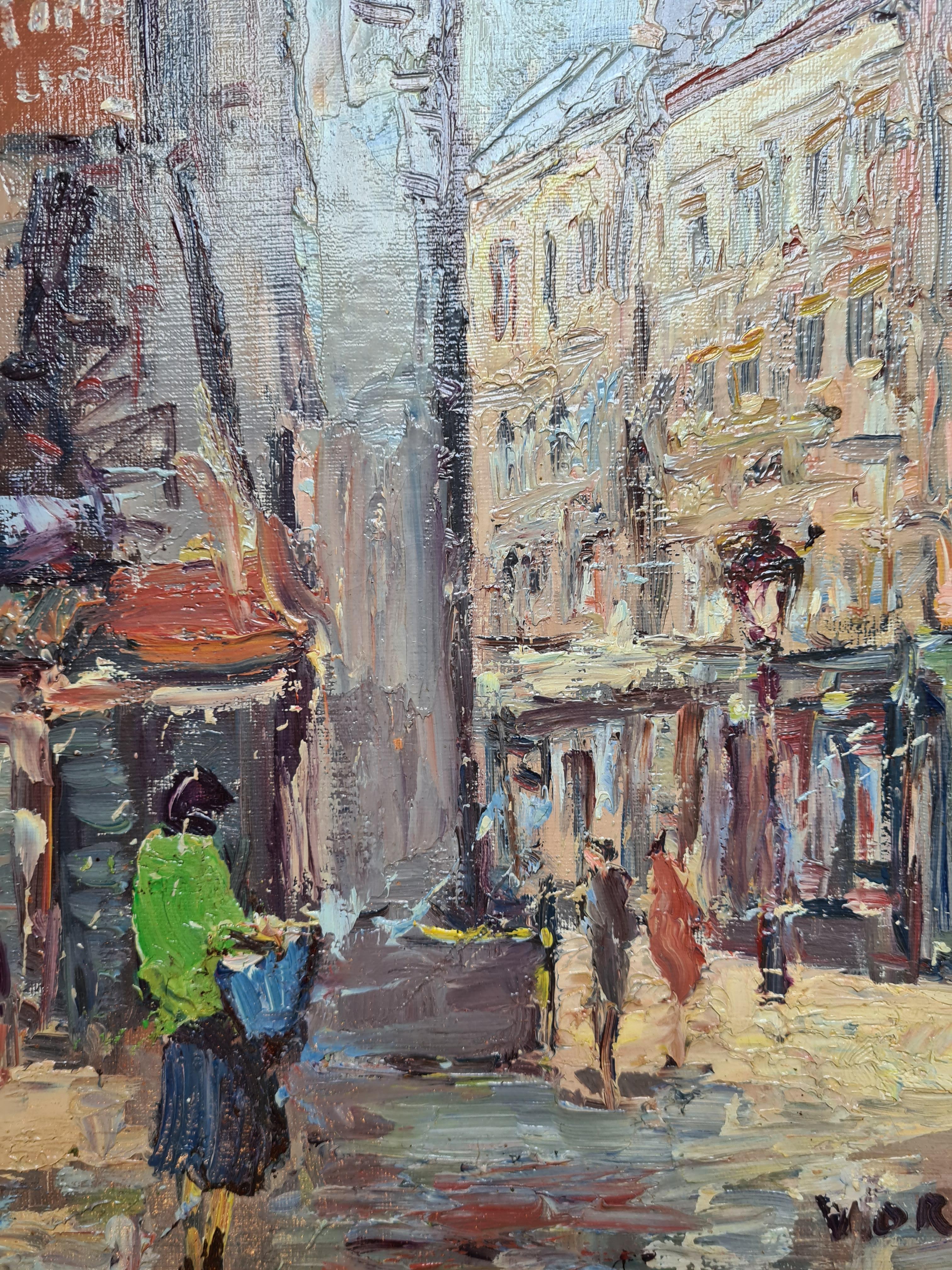 French Impressionist Paris Street Scene, Oil on Canvas For Sale 6
