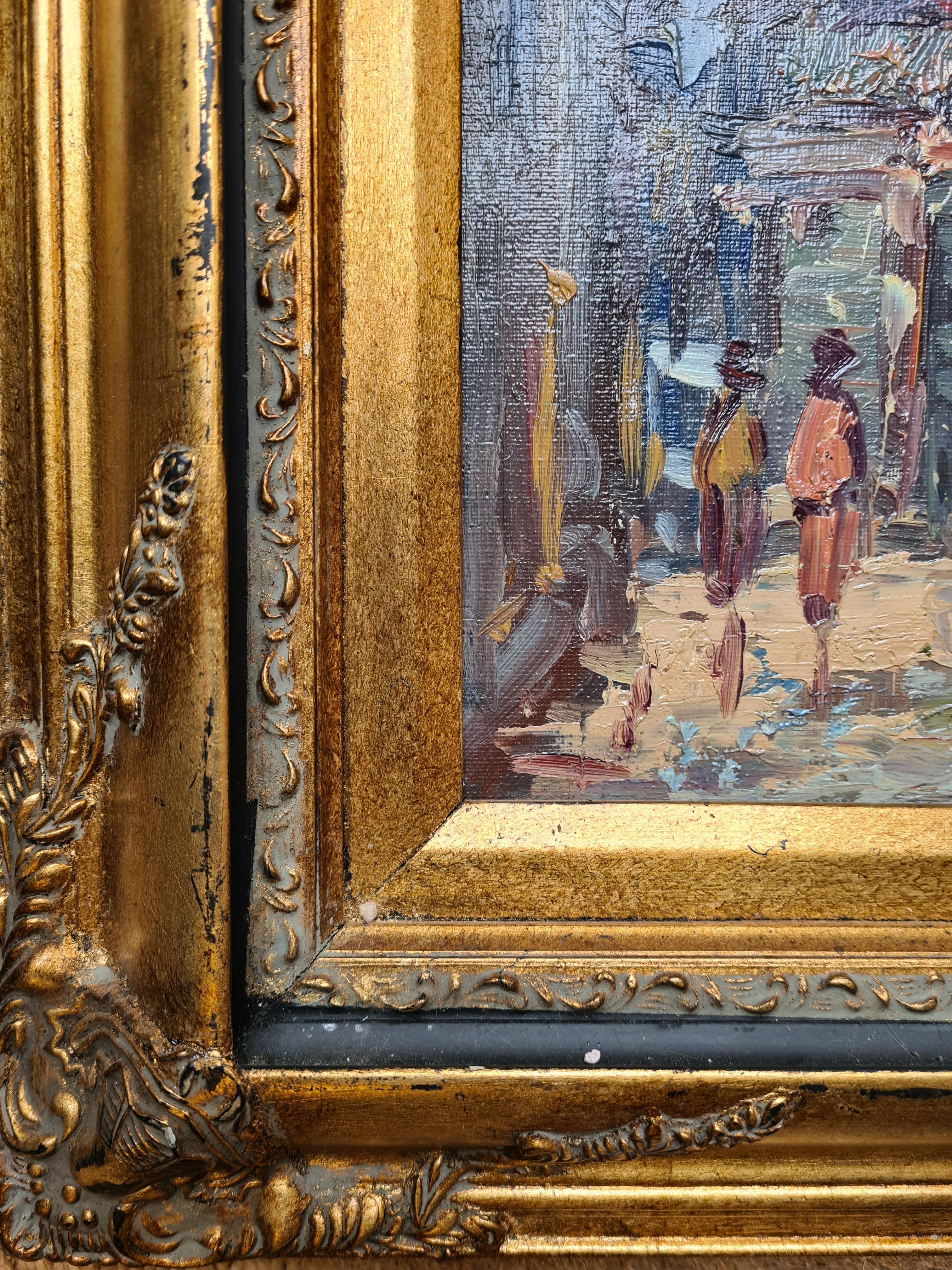 French Impressionist Paris Street Scene, Oil on Canvas For Sale 7
