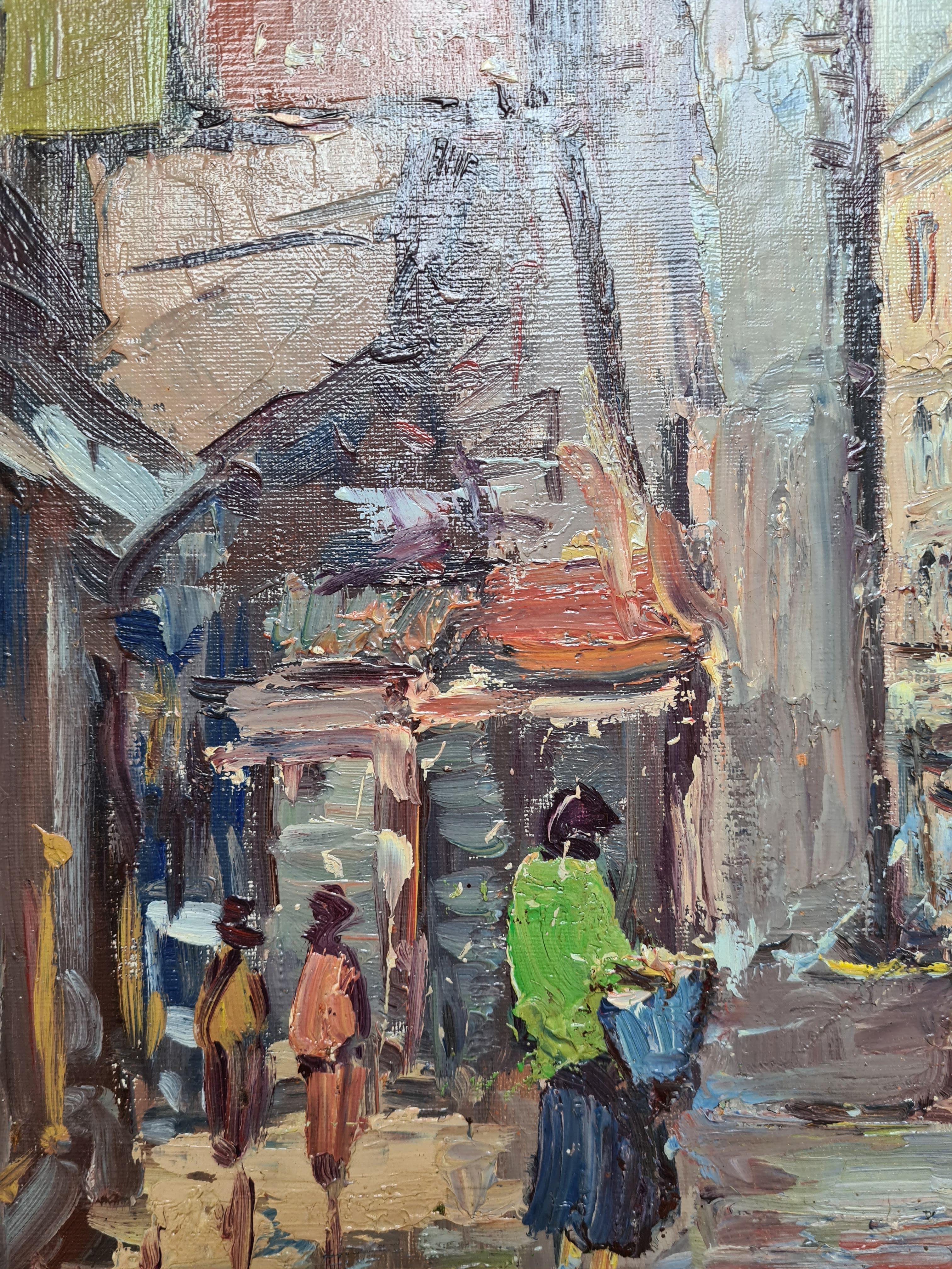 French Impressionist Paris Street Scene, Oil on Canvas For Sale 1