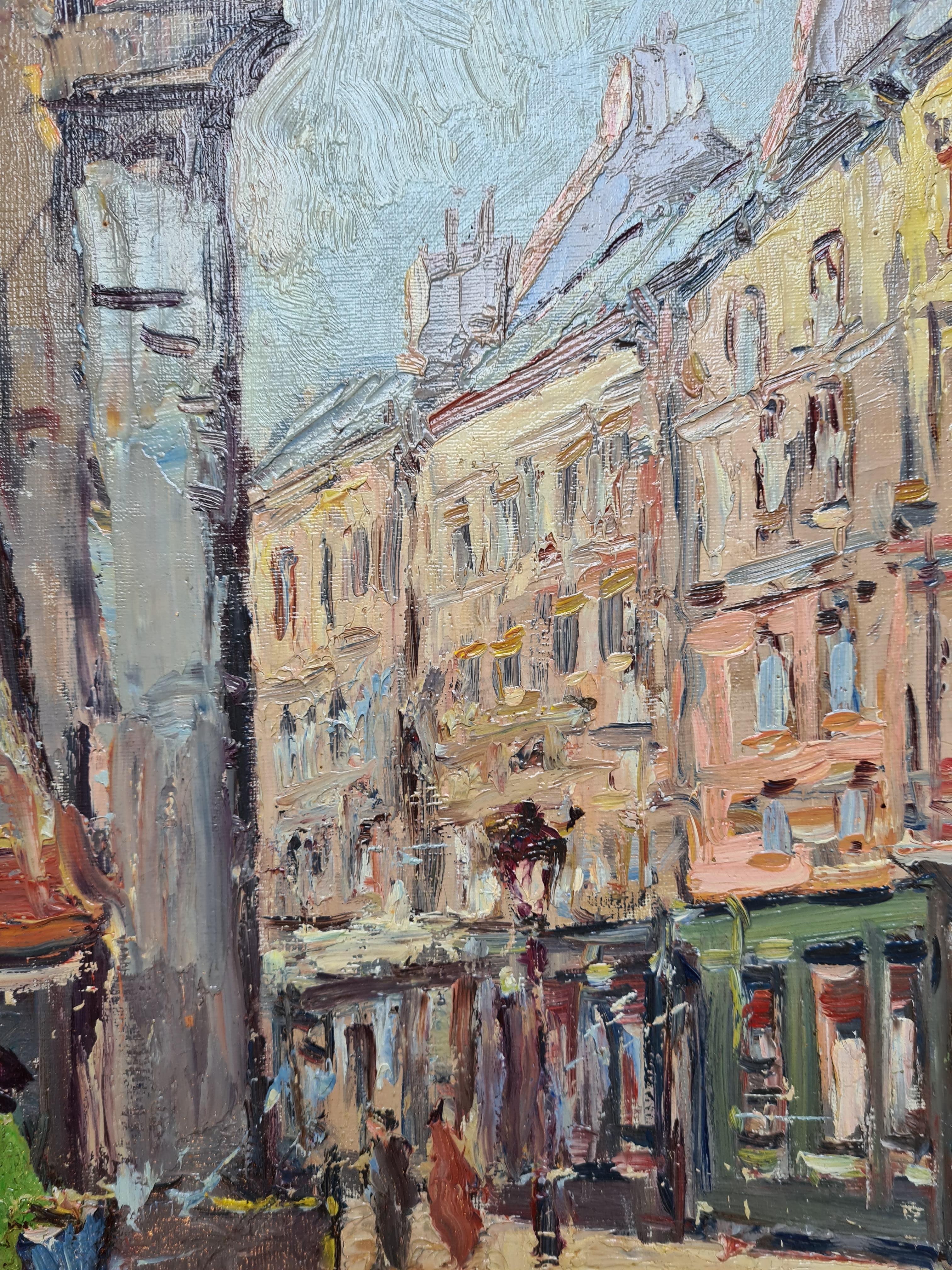 French Impressionist Paris Street Scene, Oil on Canvas For Sale 5