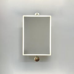 Vorso Wall Attached Rotating Rectangular Illuminated Mirror, Brass Backing