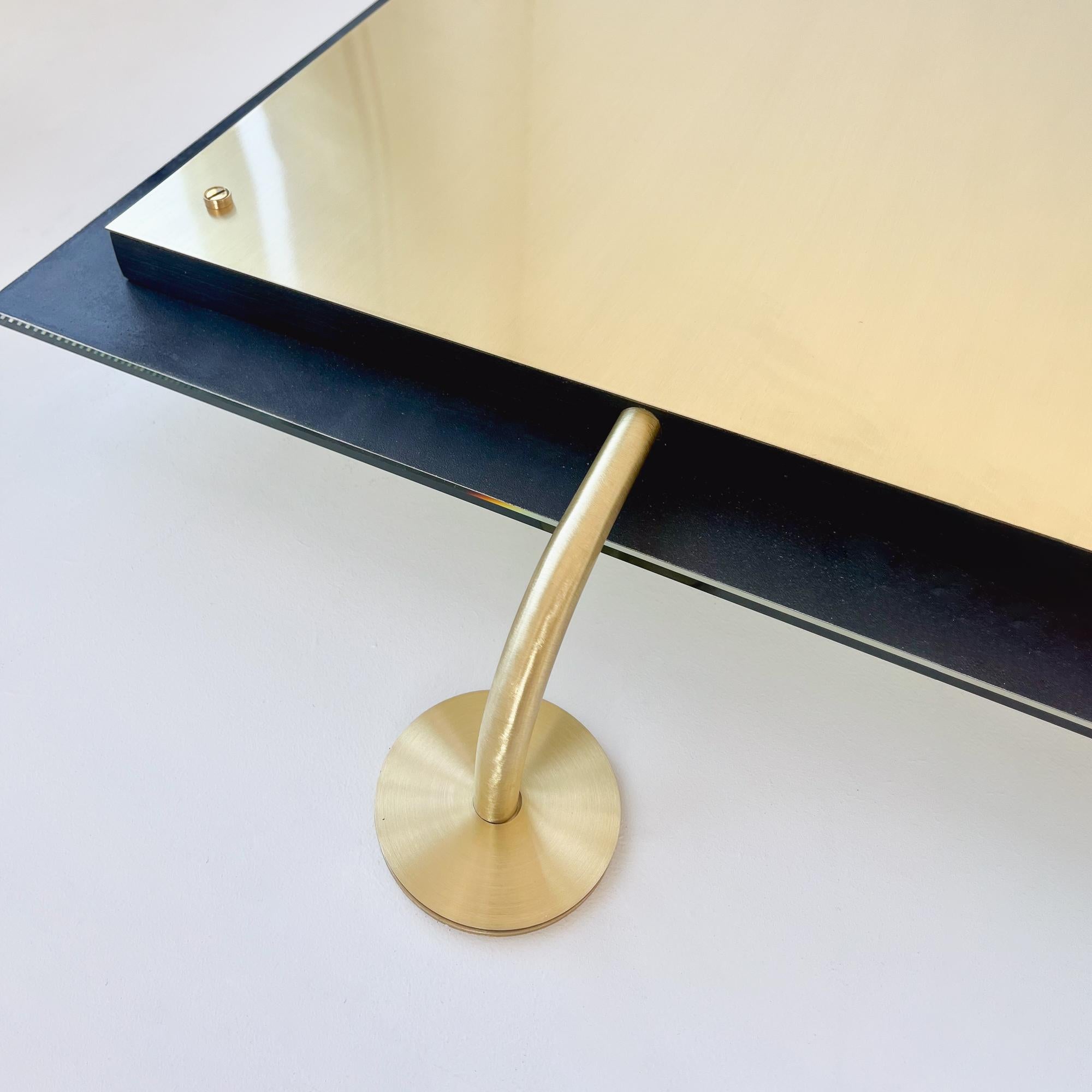 Vorso Wall Attached Suspended Rotating Rectangular Mirror, Brushed Brass Backing For Sale 5