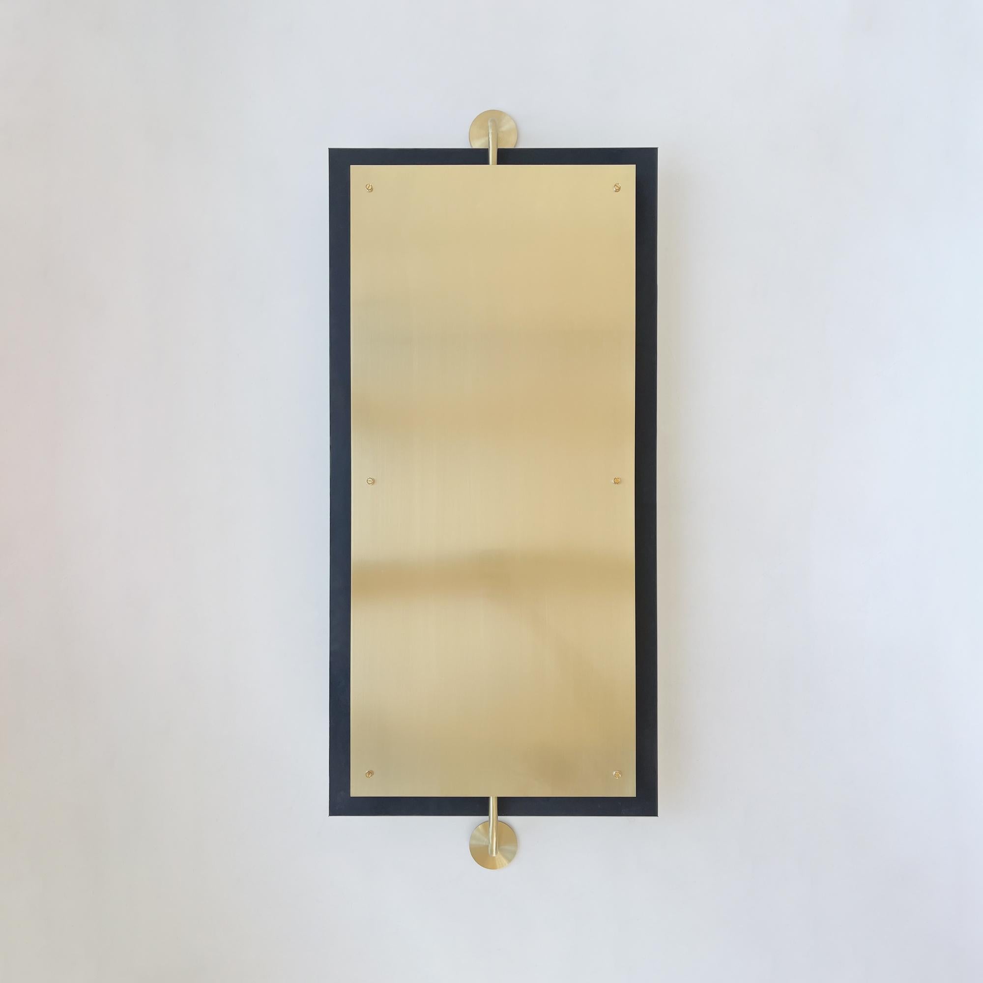 Vorso Wall Attached Suspended Rotating Rectangular Mirror, Brushed Brass Backing In New Condition For Sale In London, GB