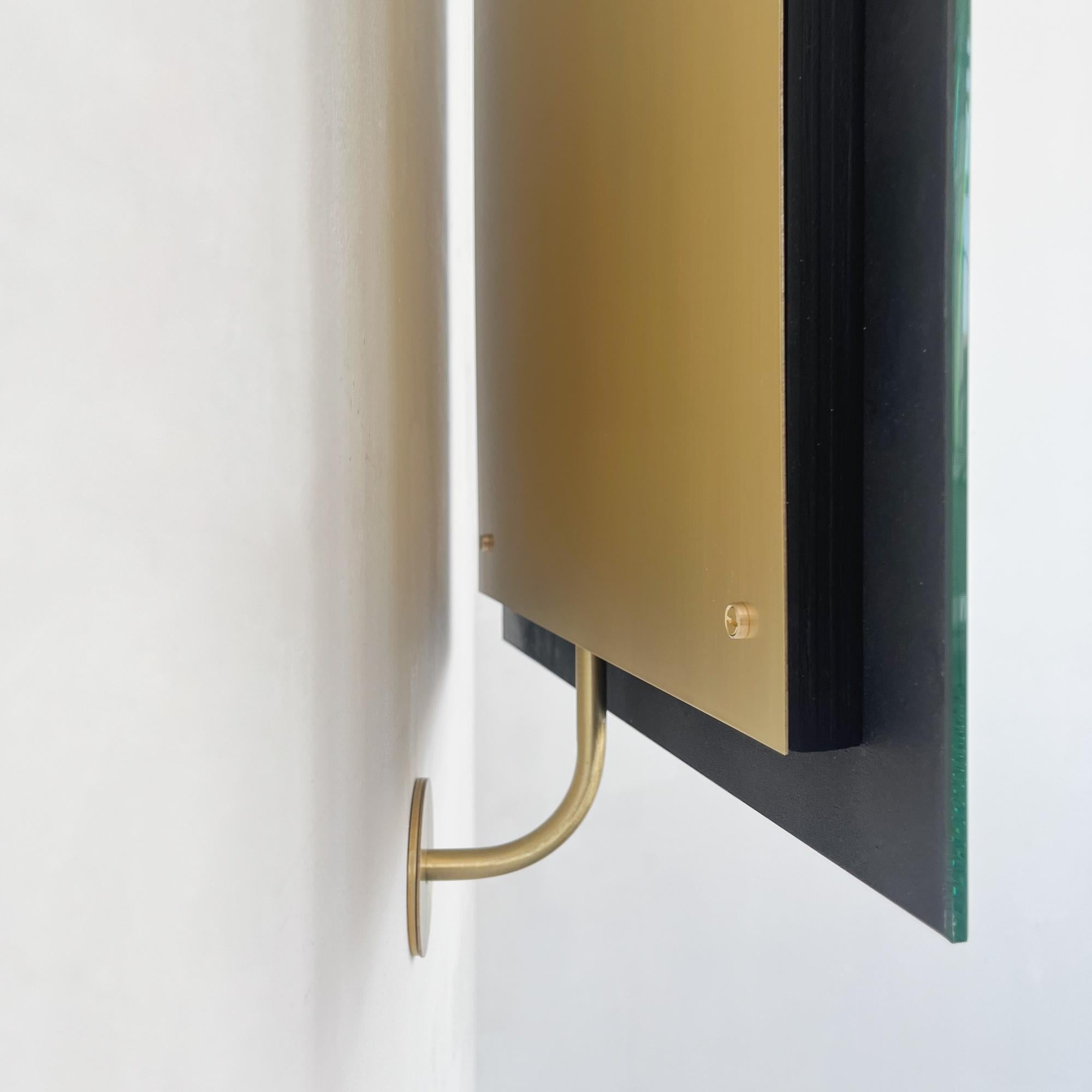 Vorso Wall Attached Suspended Rotating Rectangular Mirror, Brushed Brass Backing For Sale 4