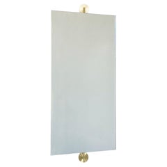 Vorso Wall Attached Suspended Rotating Rectangular Mirror, Brushed Brass Backing