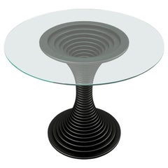 Vortex Center Table - Modern Handcrafted Black Lacquered Table with Glass Top