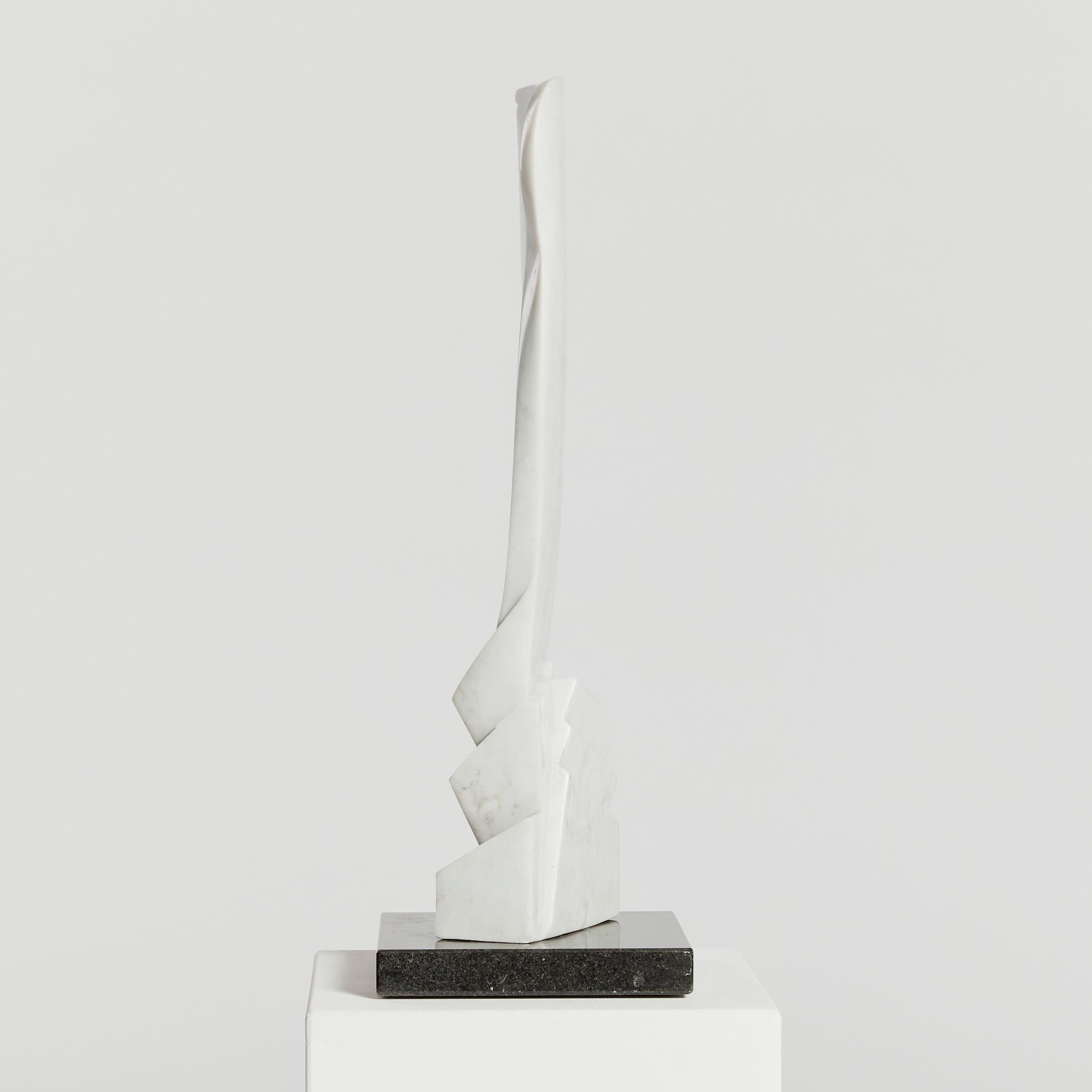 Vorticist Abstract Marble Sculpture on Granite Base 3