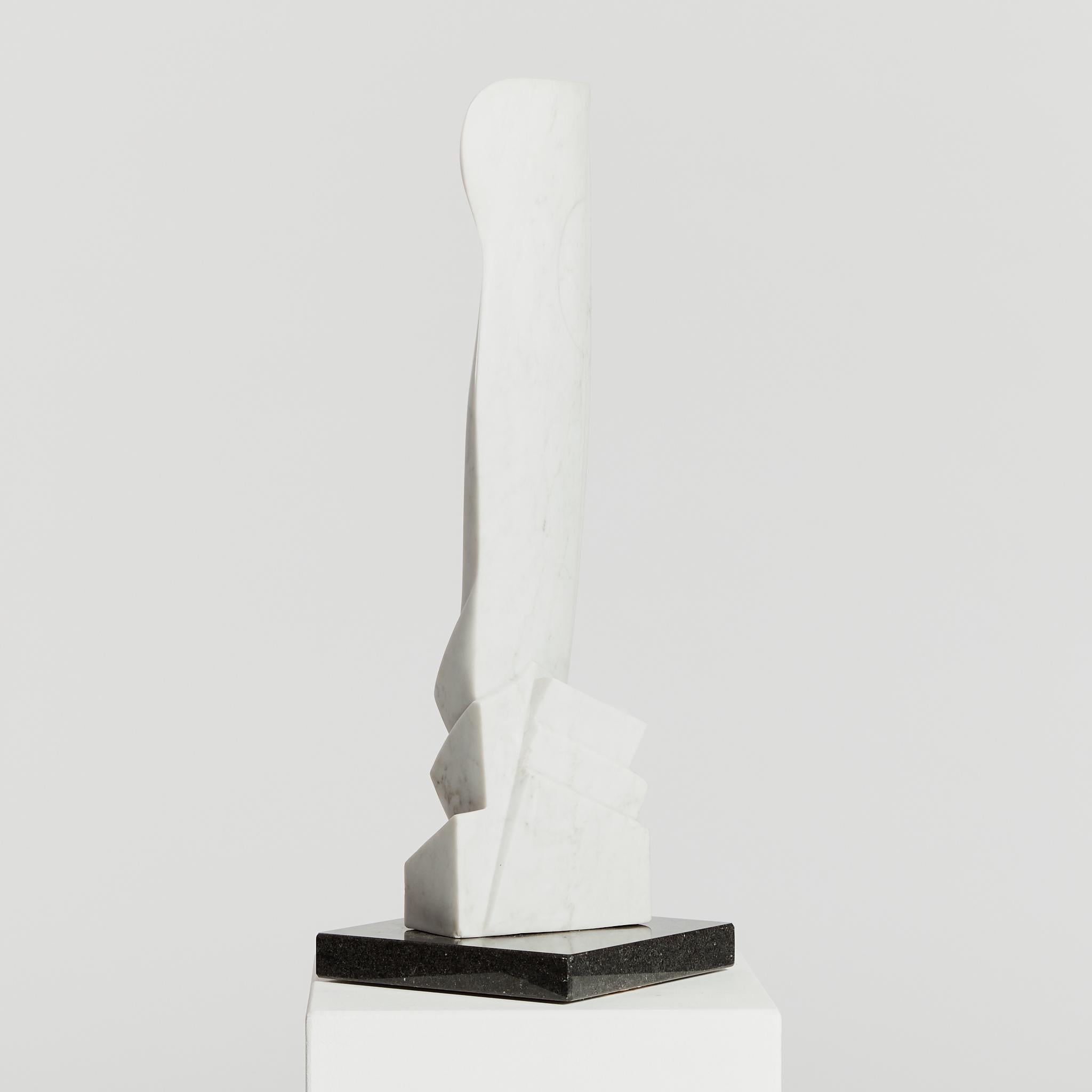 Vorticist Abstract Marble Sculpture on Granite Base 4