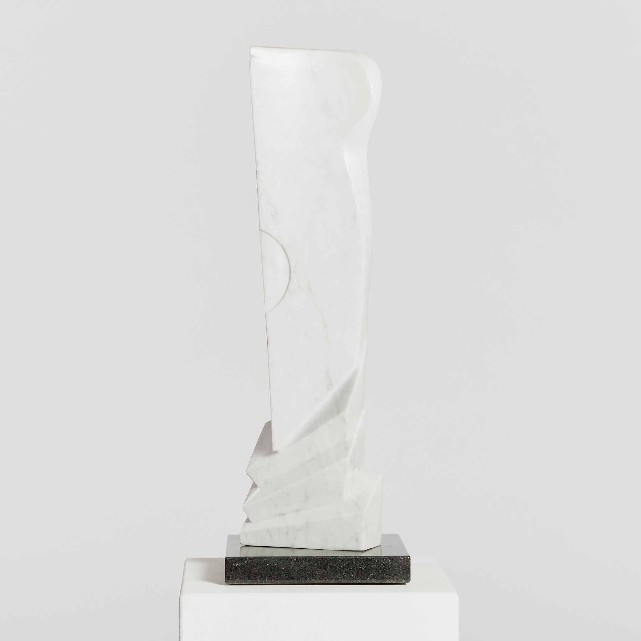 20th Century Vorticist Abstract Marble Sculpture on Granite Base