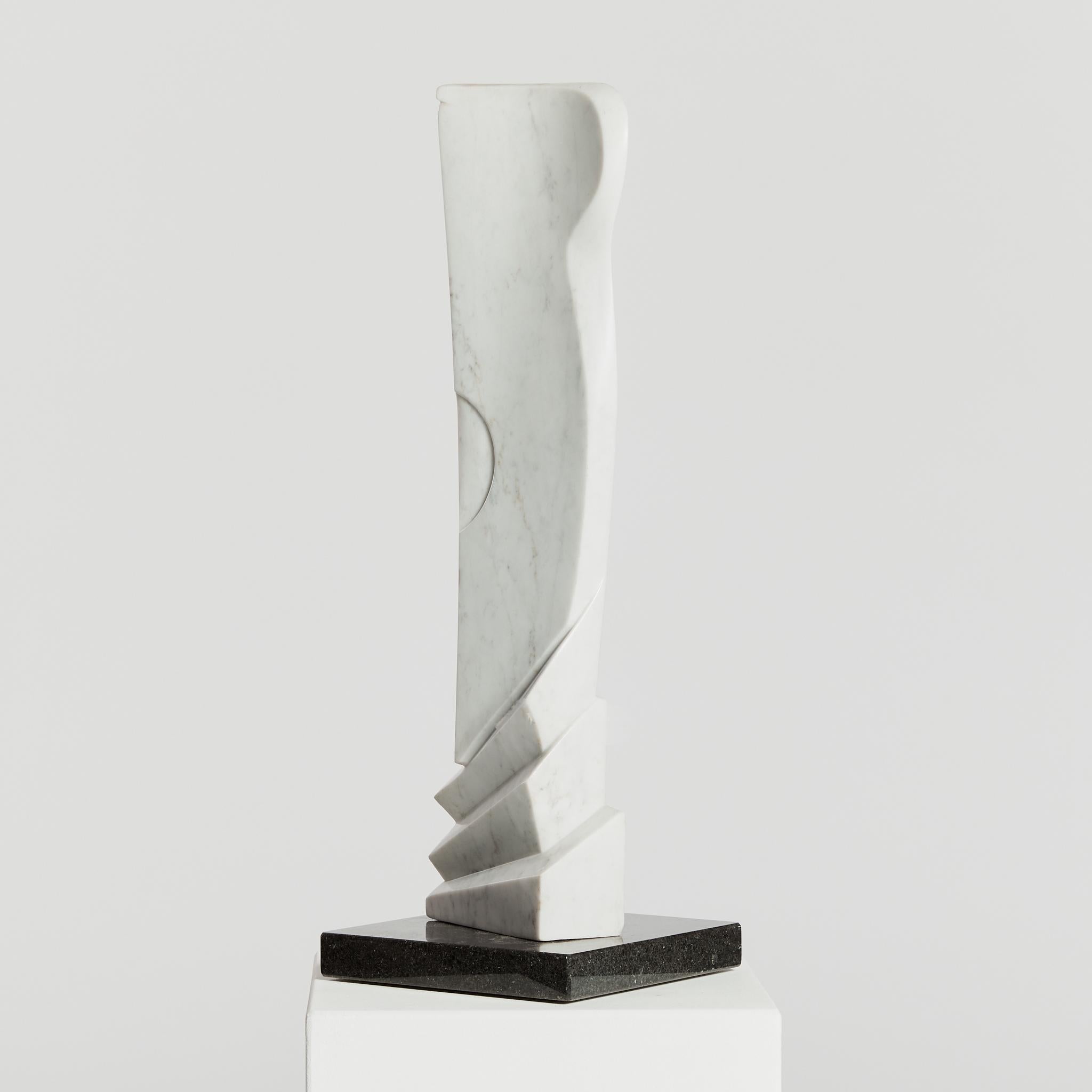 Vorticist Abstract Marble Sculpture on Granite Base 1