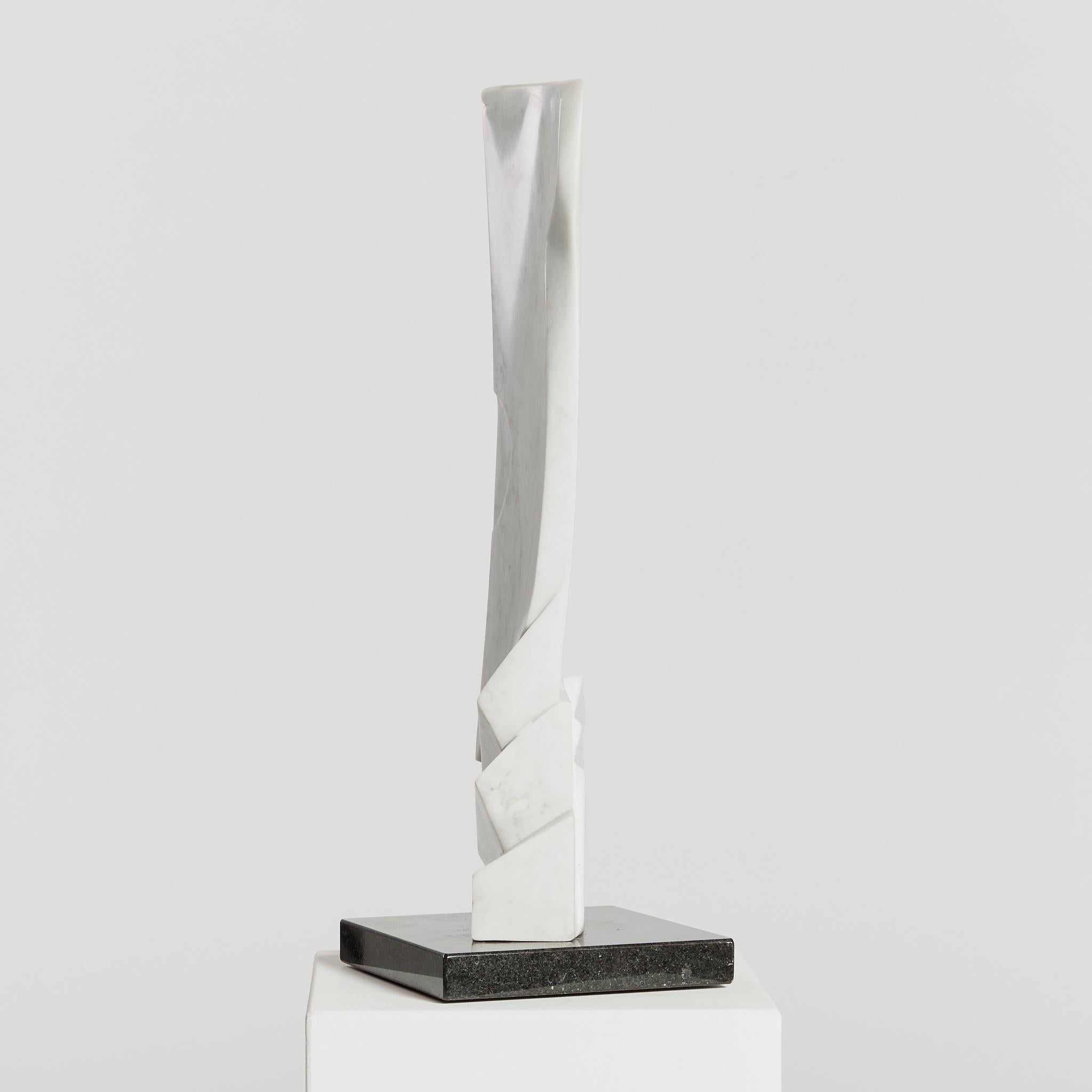 Vorticist Abstract Marble Sculpture on Granite Base 2
