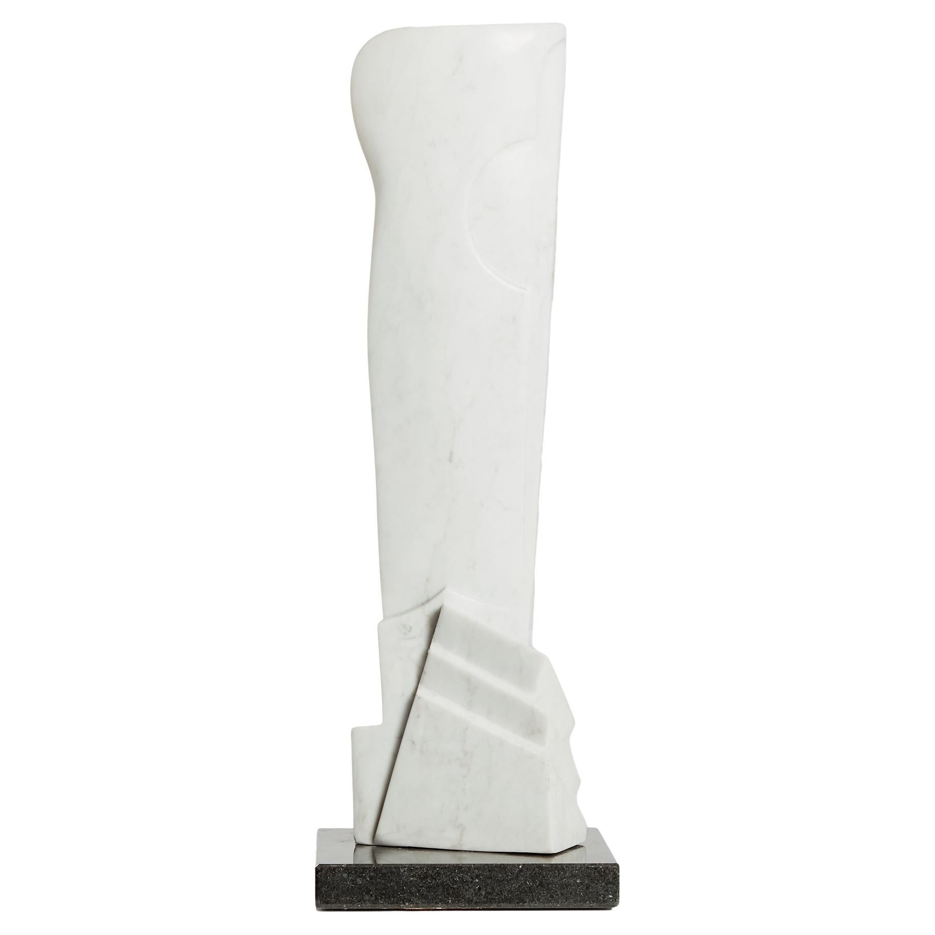 Vorticist Abstract Marble Sculpture on Granite Base