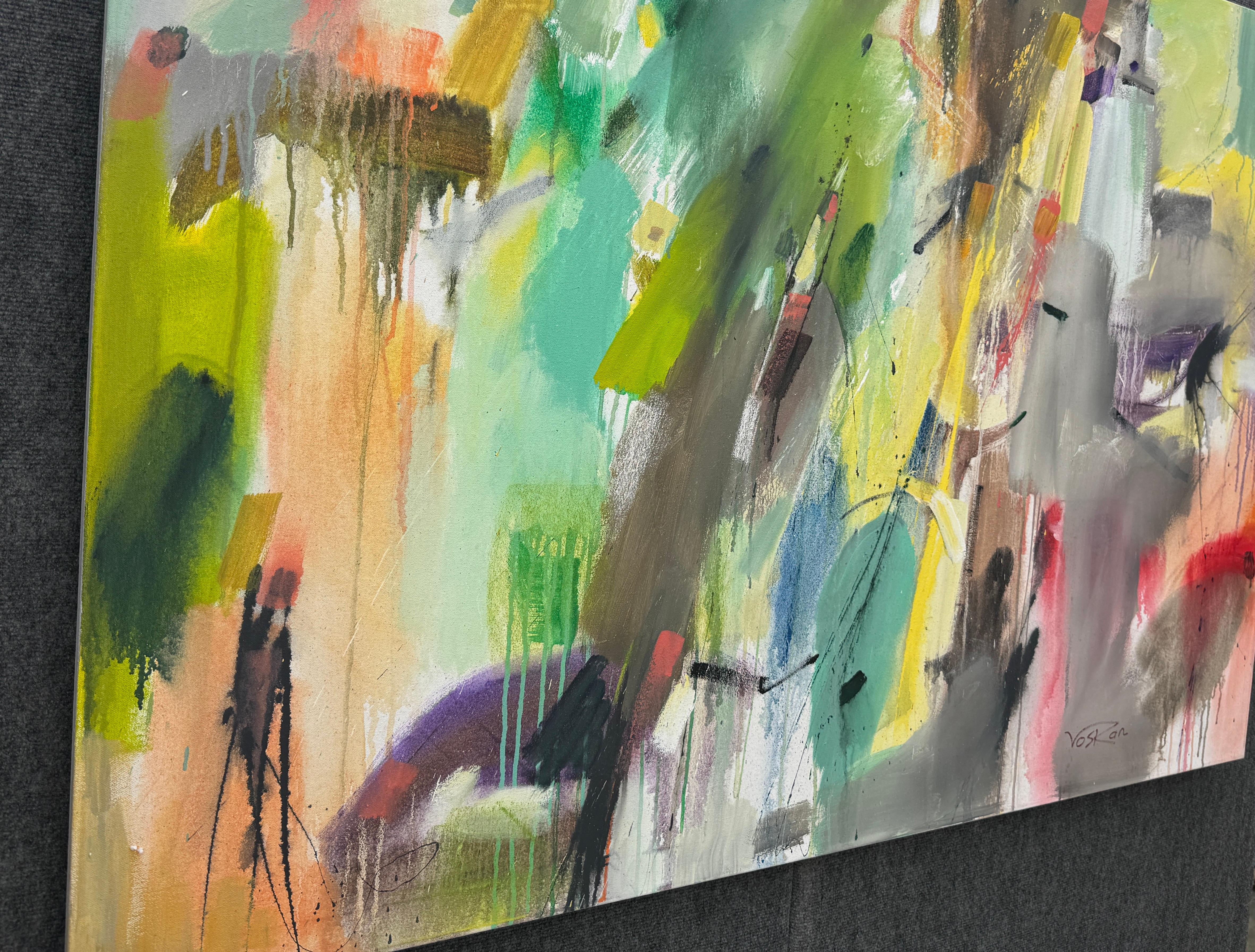 Burst, dipinto originale astratto di grandi dimensioni su tela, pronto da appendere - Painting Impressionismo di Voskan Galstian