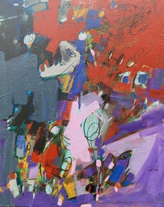 Infancia, Arte abstracto, Pintura acrílica original, Lista para colgar