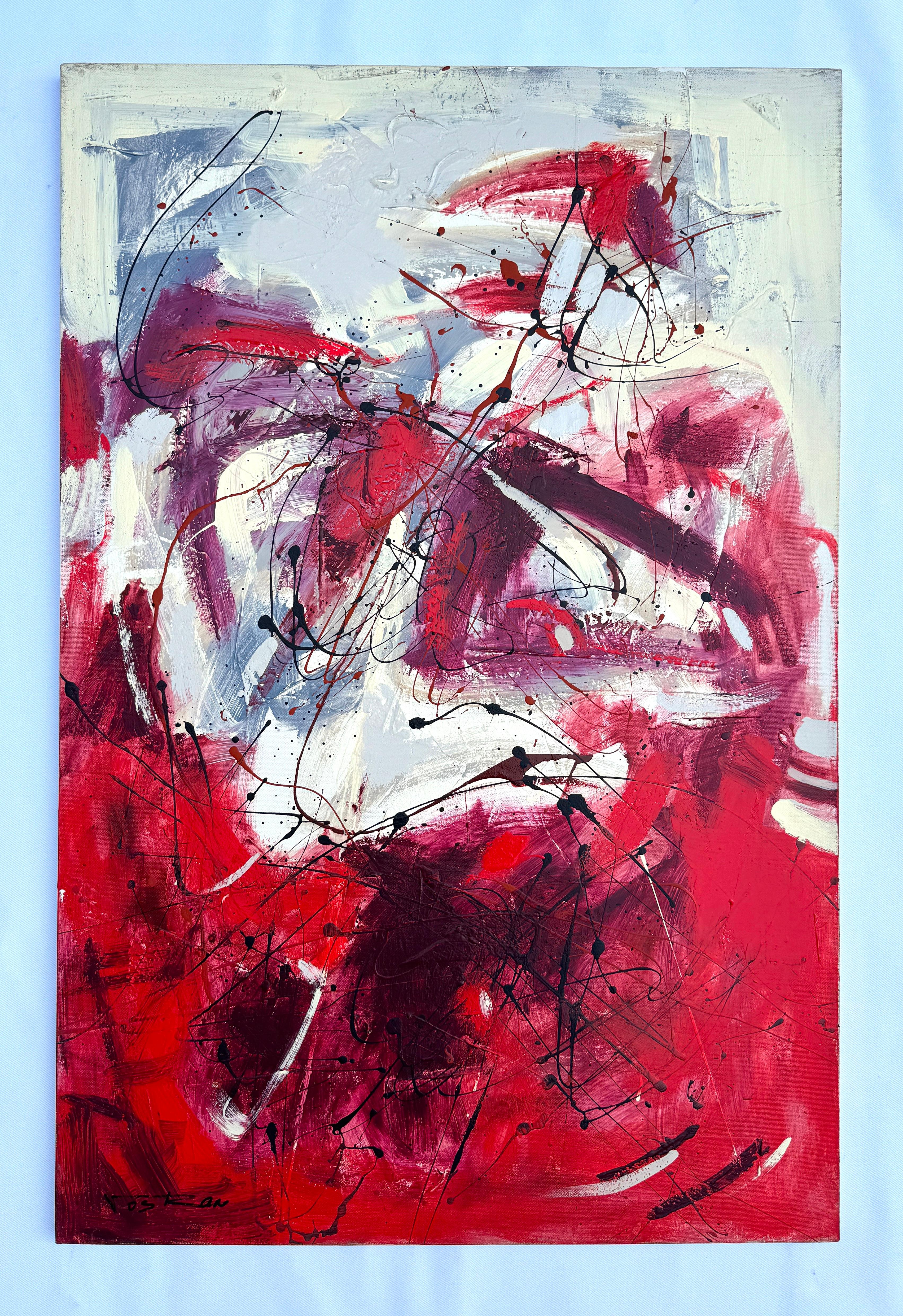 Artist: Voskan Galstian 
Work: Original Acrylic Painting, Handmade Artwork, One of a Kind 
Medium: Acrylic on Canvas 
Year: 2023
Style: Abstract Art, 
Subject: Cinnabar,  
Size: 36