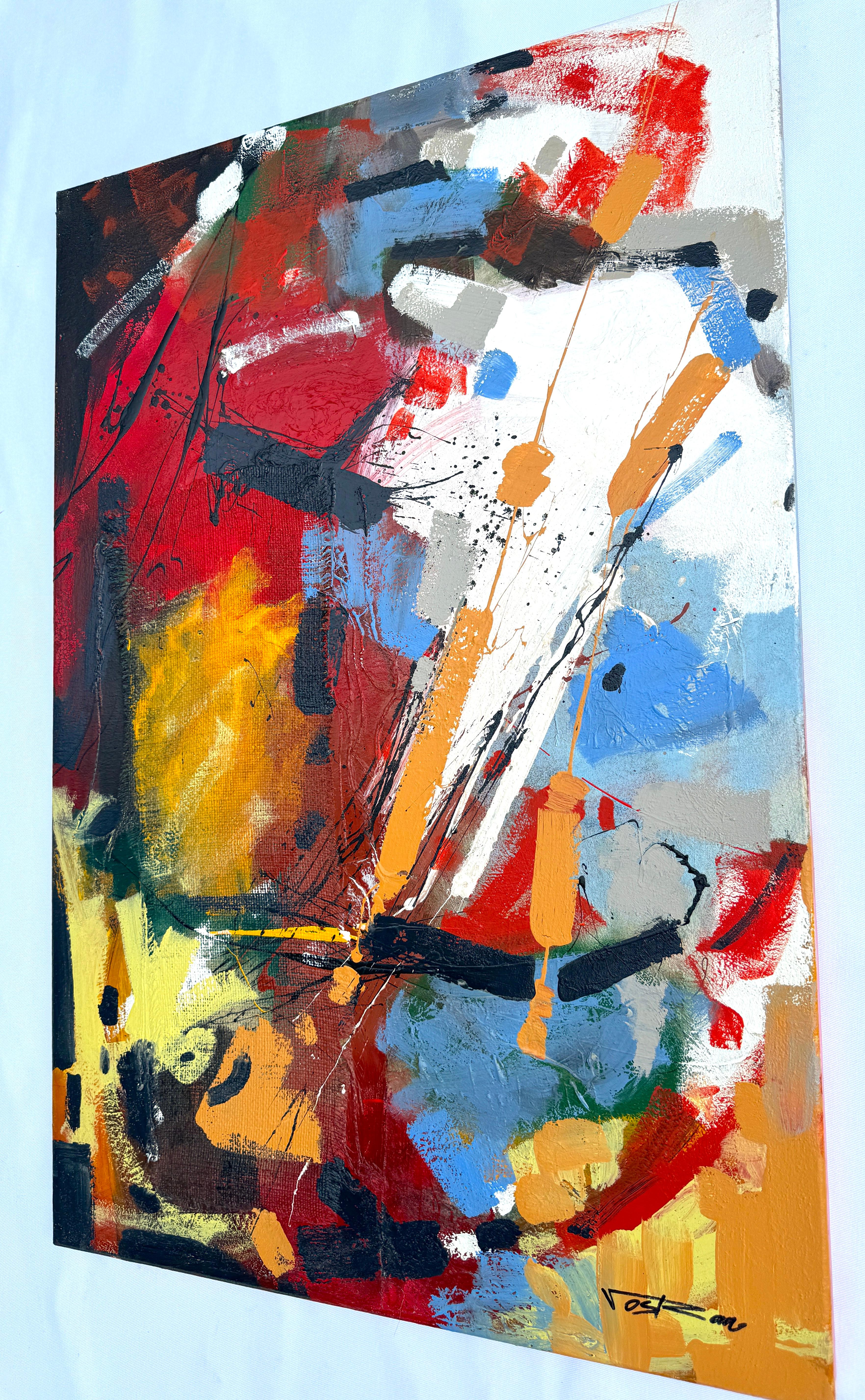 Ricchezze contenute, Quadro originale d'arte astratta, pronto da appendere - Abstract Painting Beige di Voskan Galstian
