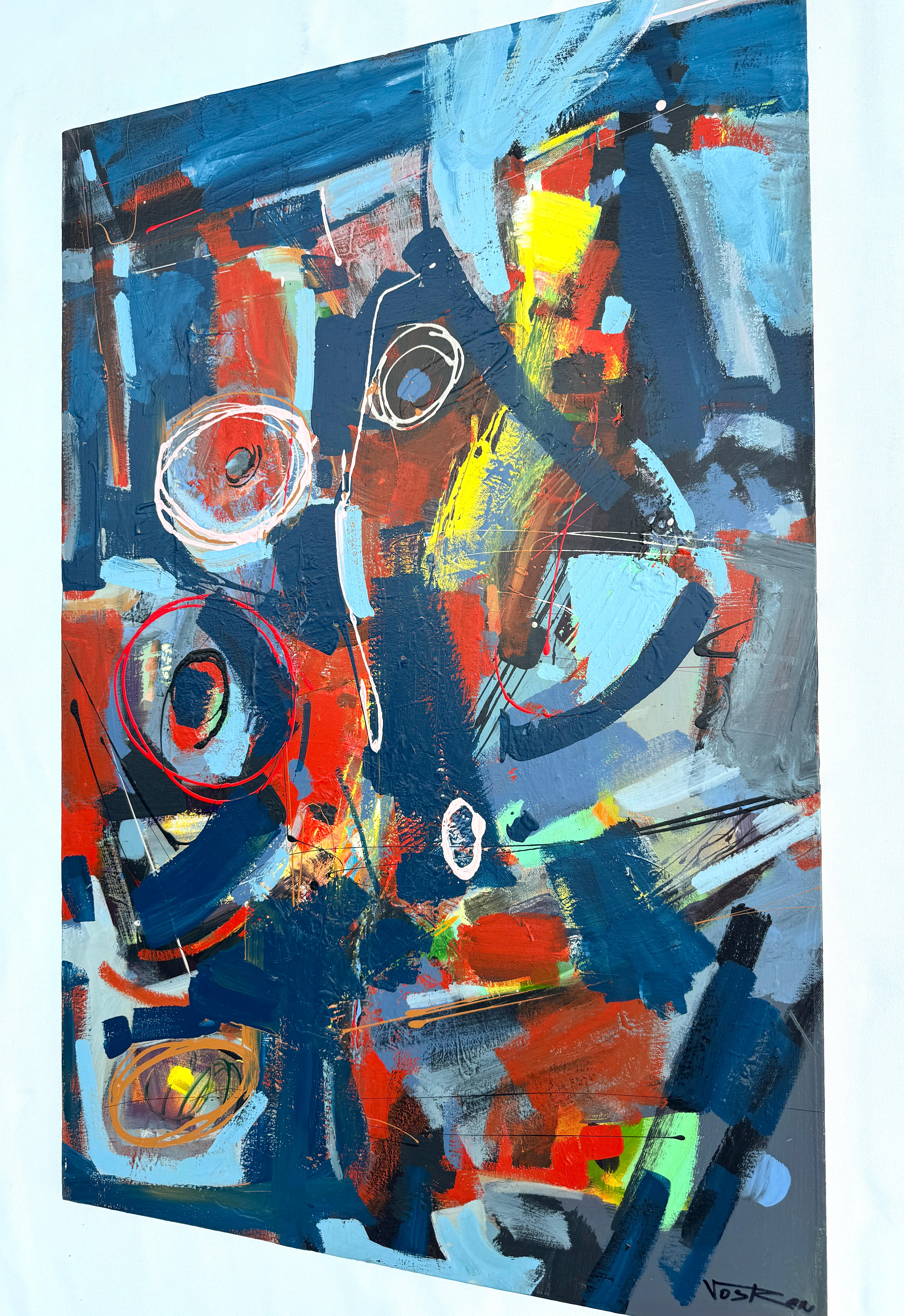 Deriva continentale, Quadro originale d'arte astratta, pronto da appendere - Abstract Painting Grigio di Voskan Galstian