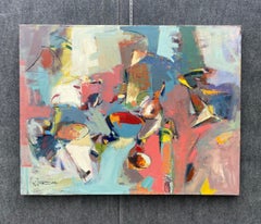 Momento de baile, Arte abstracto, Pintura acrílica original, Lista para colgar
