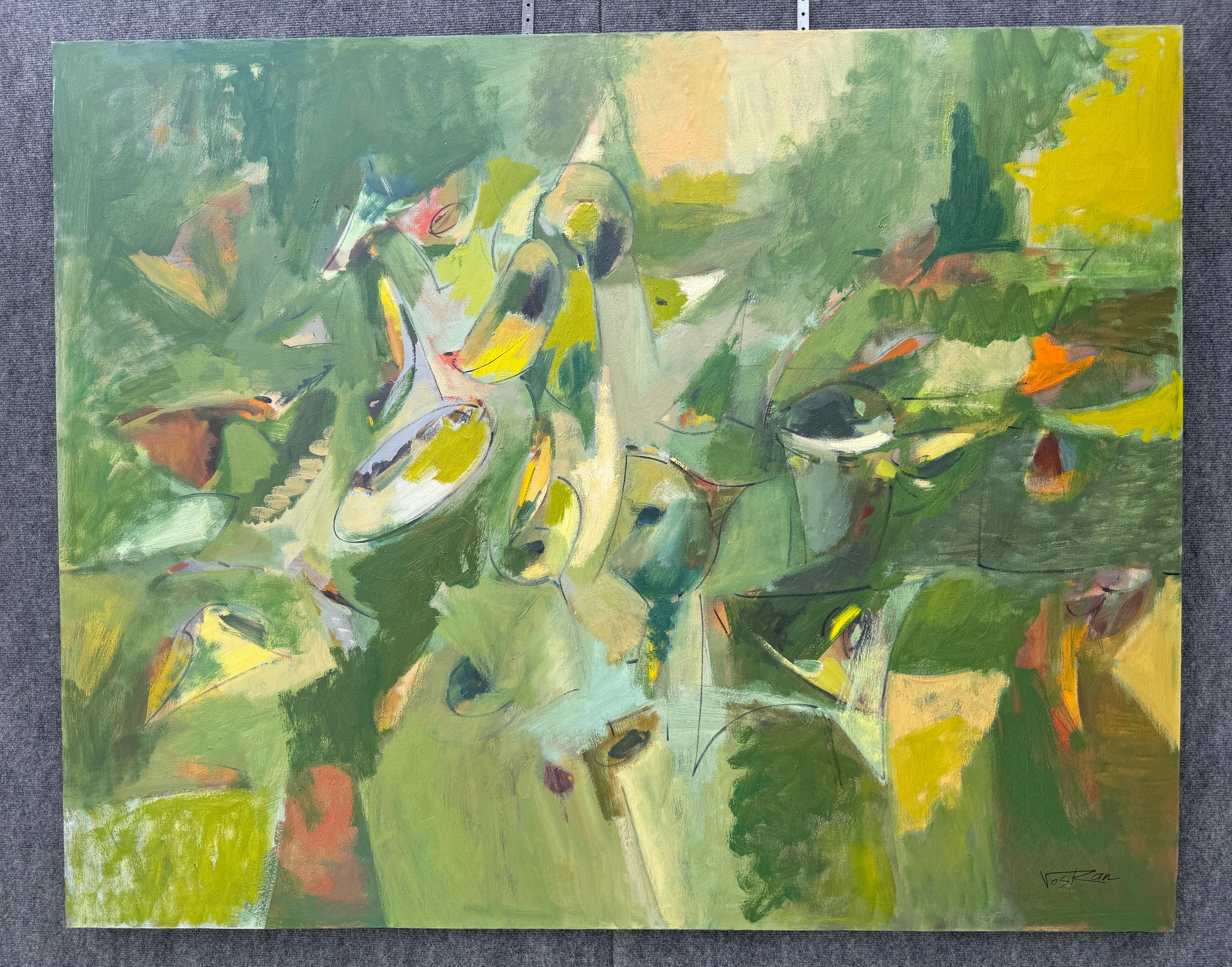 Sogno ad occhi aperti 2, Quadro originale astratto di grandi dimensioni su tela, pronto da appendere - Abstract Painting Grigio di Voskan Galstian