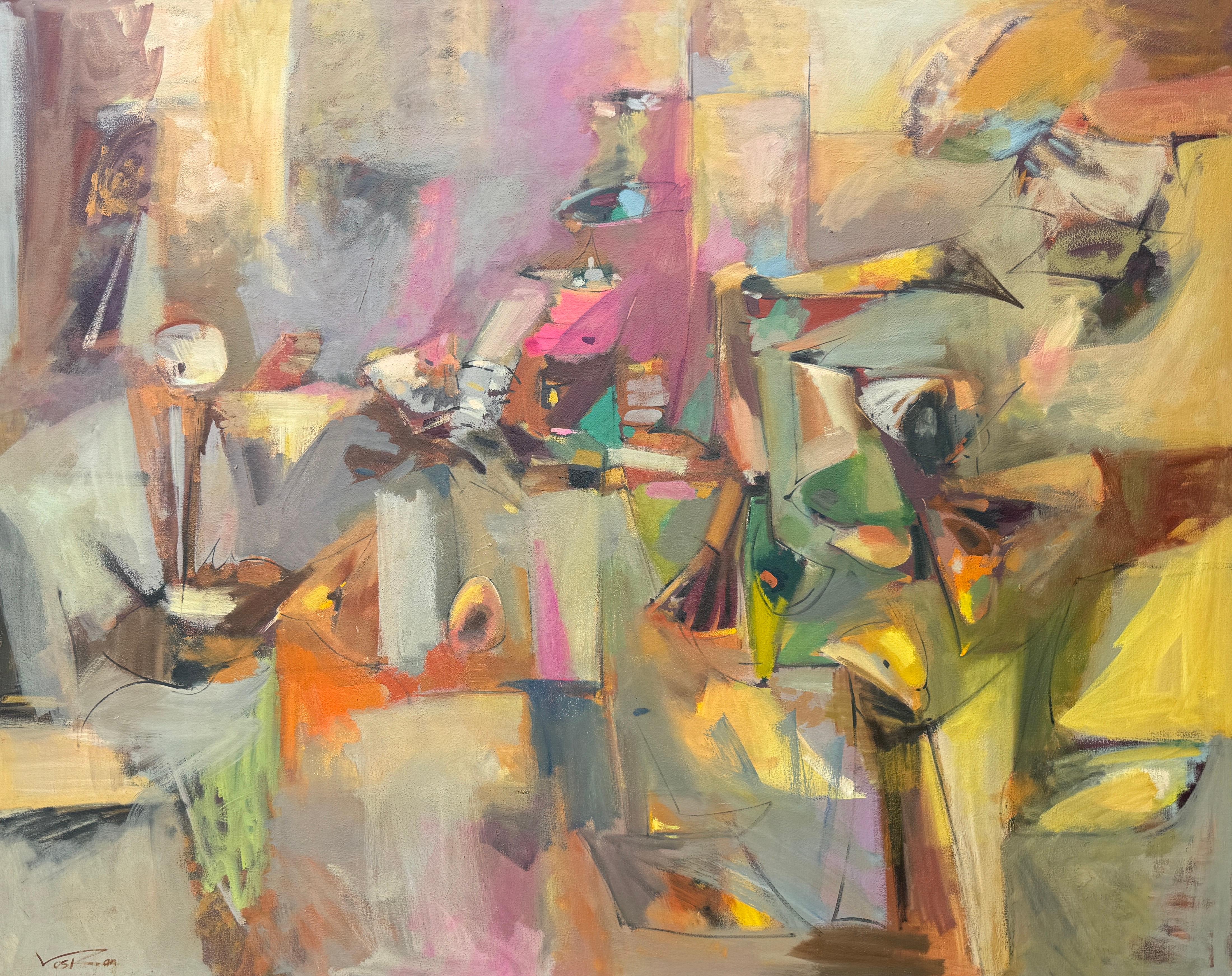 Abstract Painting di Voskan Galstian - Sogno ad occhi aperti 3, Quadro originale astratto di grandi dimensioni su tela, pronto da appendere